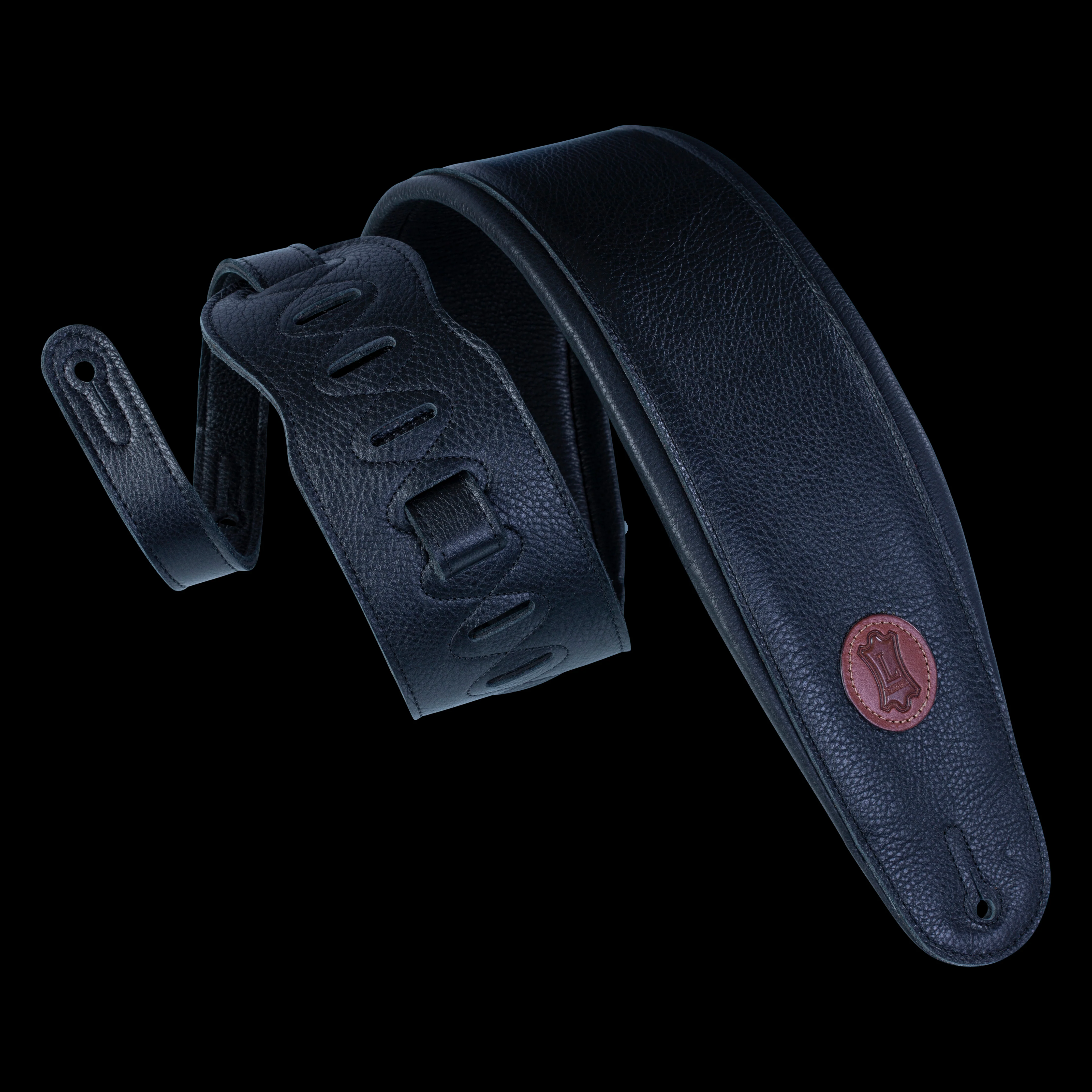 Levy's MSS2-4-BLK 4 1/2" Wide Black Garment Leather Bass Guitar Strap
