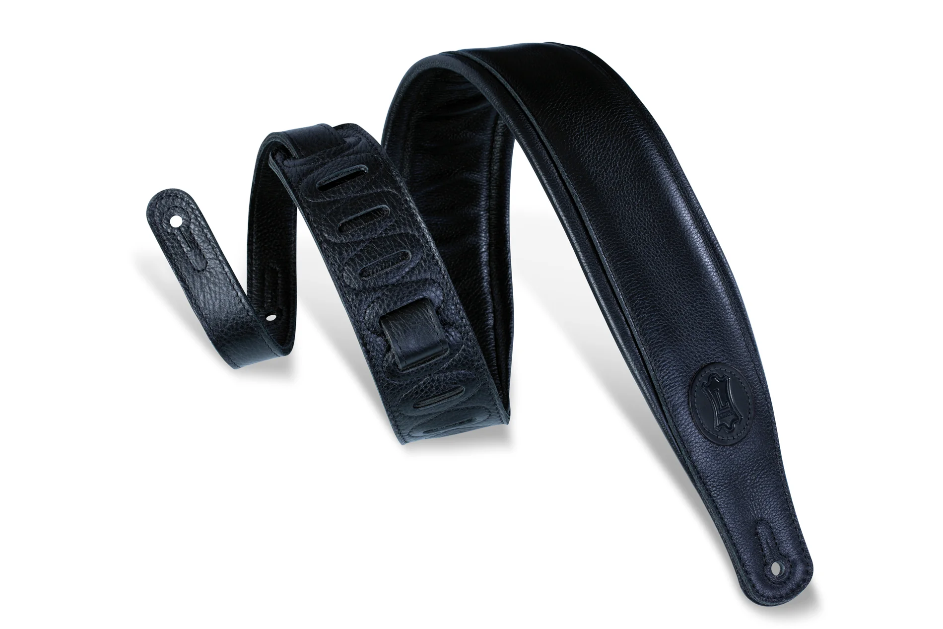 Levy's MSSB2-BLK 3" Wide Black Garment Leather Guitar Strap