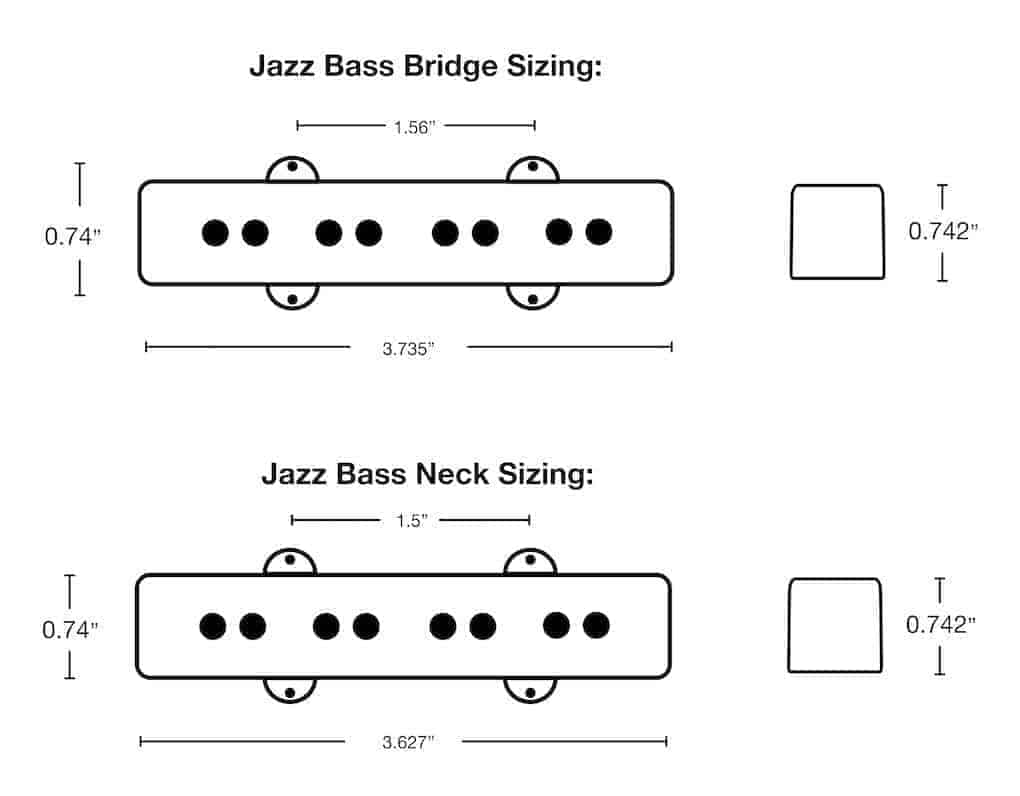 Lindy Fralin Jazz Bass Stock Stagger Black Covers Pickup Set - Image 3