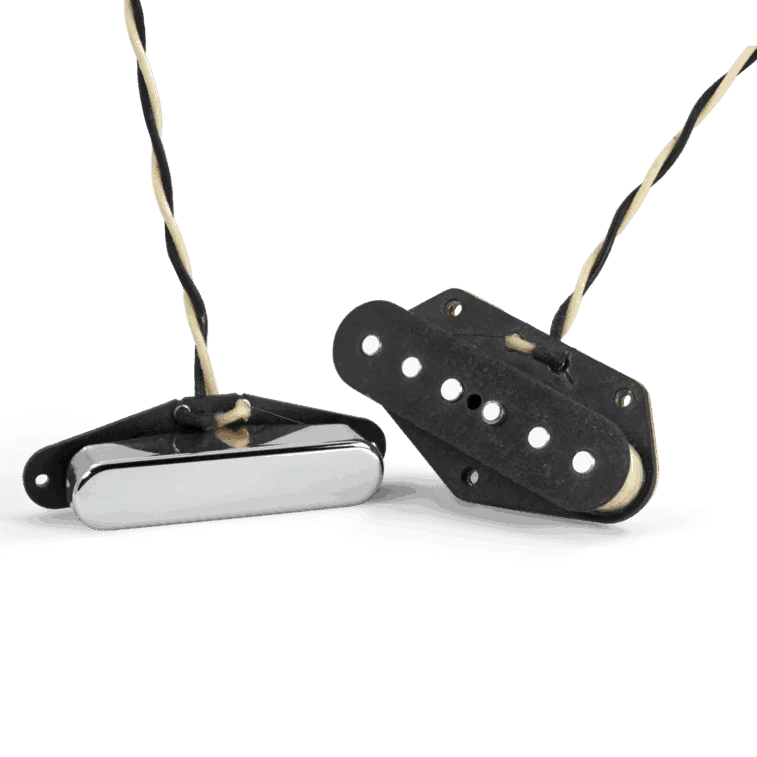 Lindy Fralin Vintage Hot Telecaster Hybrid Stagger Polished Nickel Cover Pickup Set