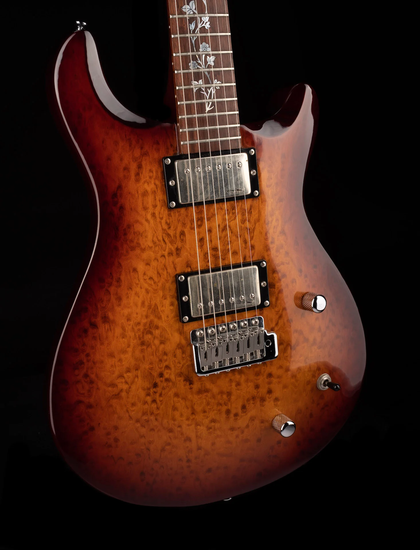 Lueez Double-Cut Carved Top HH Birdseye Maple Sunburst Electric Guitar With Soft Case - Image 10