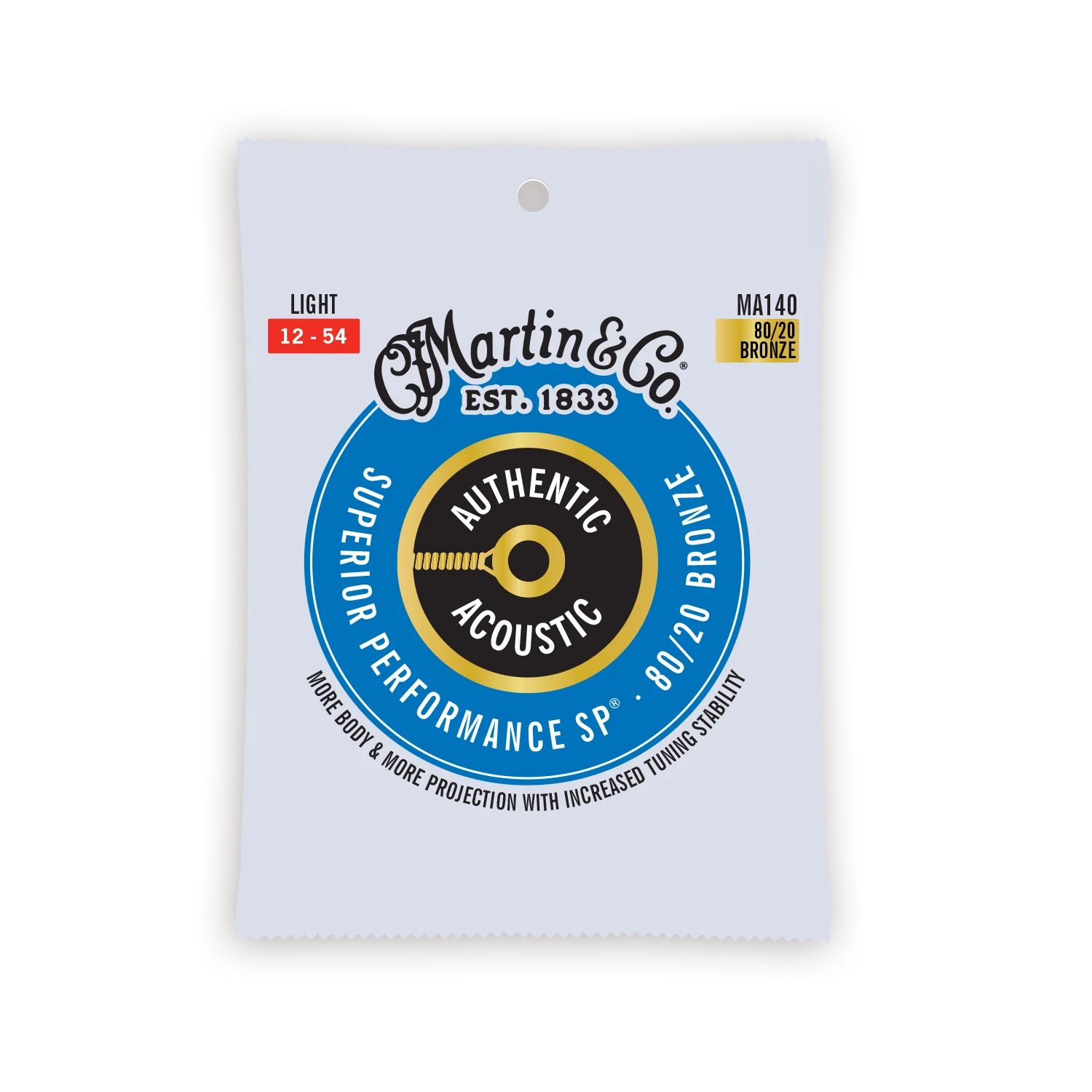 Martin MA140 Authentic Light 80/20 Acoustic Guitar Strings
