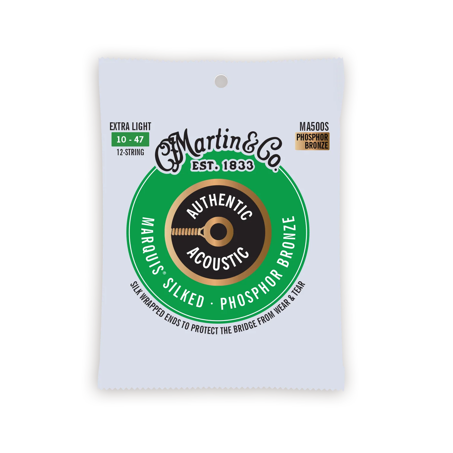 Martin MA500S Authentic Silked 12-string Extra Light 92/8 Acoustic Guitar Strings