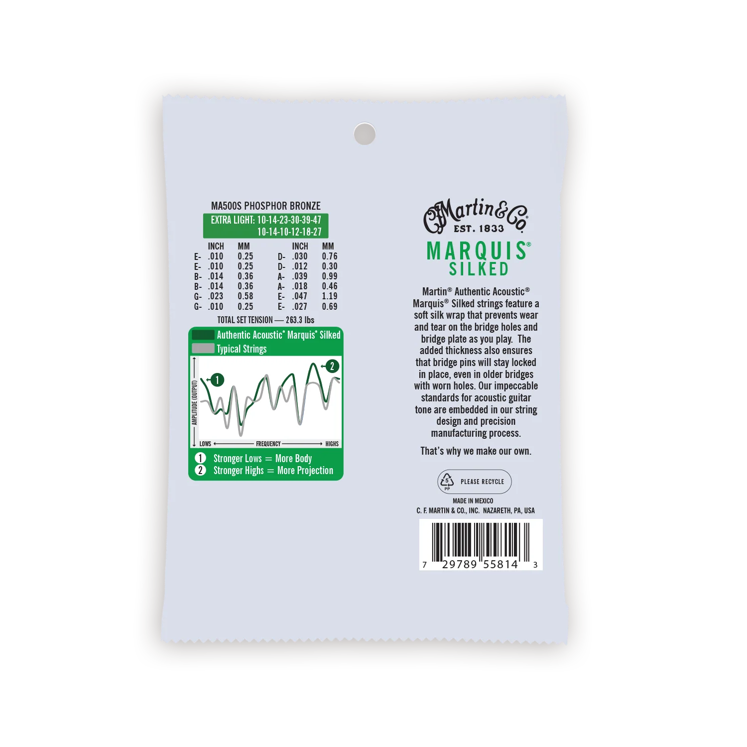 Martin MA500S Authentic Silked 12-string Extra Light 92/8 Acoustic Guitar Strings - Image 2