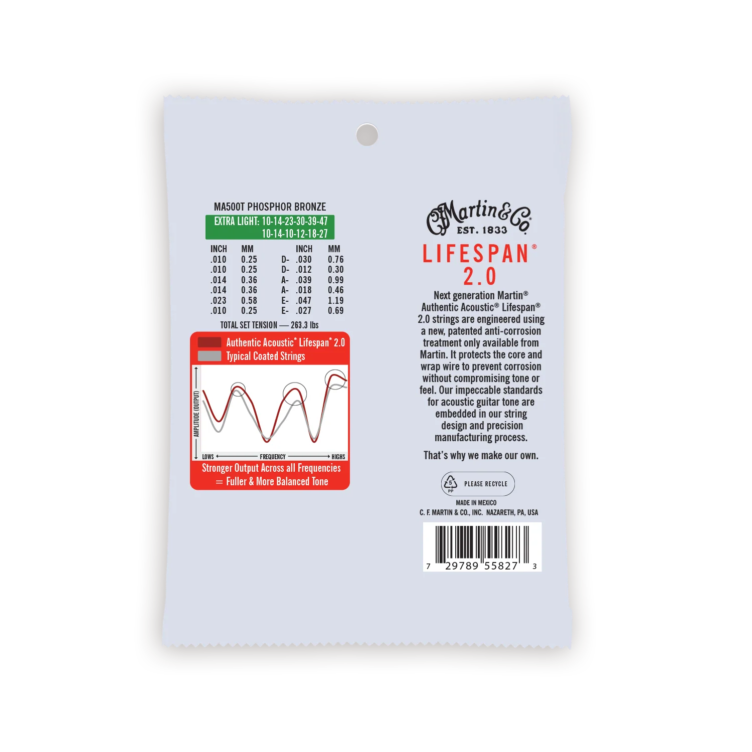Martin MA500T Authentic Treated 12-string Extra Light 92/8 Acoustic Guitar Strings - Image 2