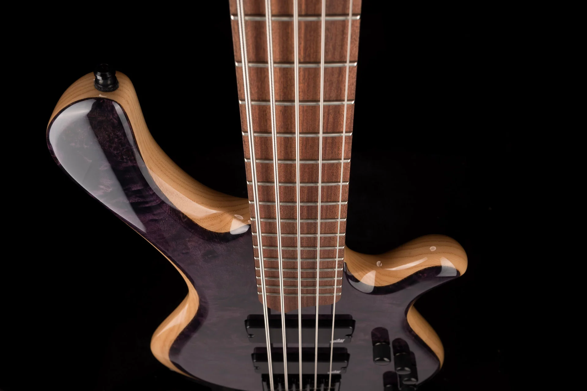 Mayones BE Elite 5 EP Eye Poplar Top 5 String Bass Guitar Dirty Purple Blue Burst Gloss - Image 11