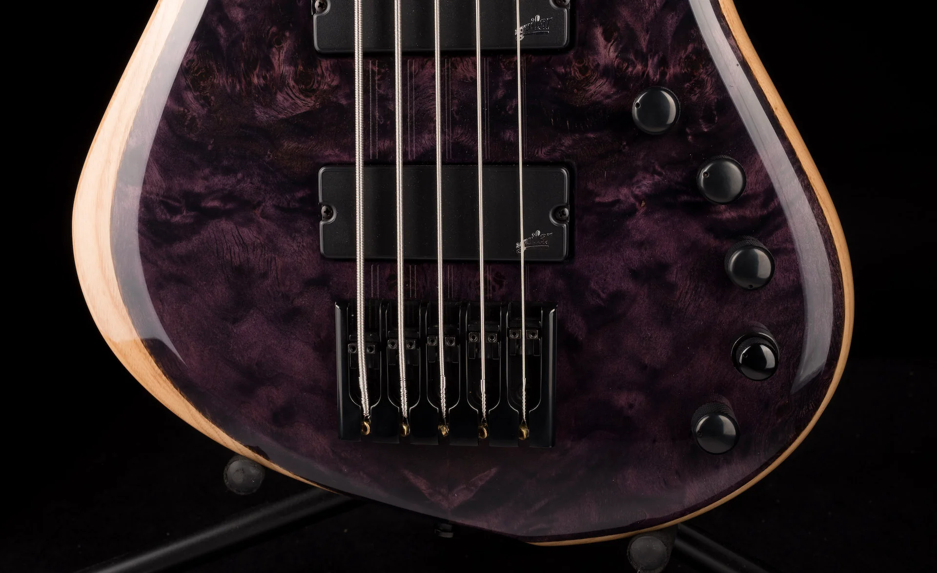 Mayones BE Elite 5 EP Eye Poplar Top 5 String Bass Guitar Dirty Purple Blue Burst Gloss - Image 5