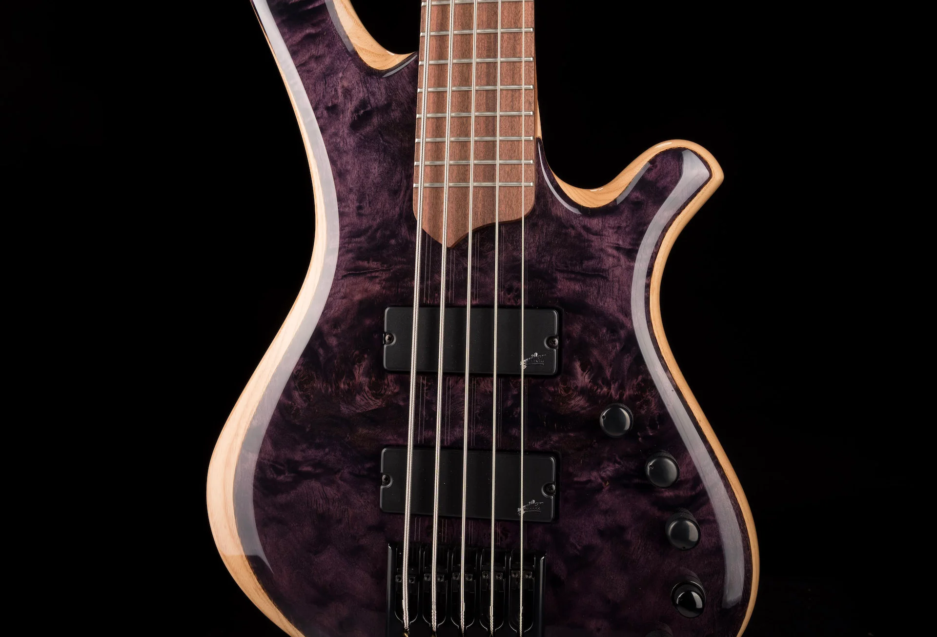 Mayones BE Elite 5 EP Eye Poplar Top 5 String Bass Guitar Dirty Purple Blue Burst Gloss - Image 6