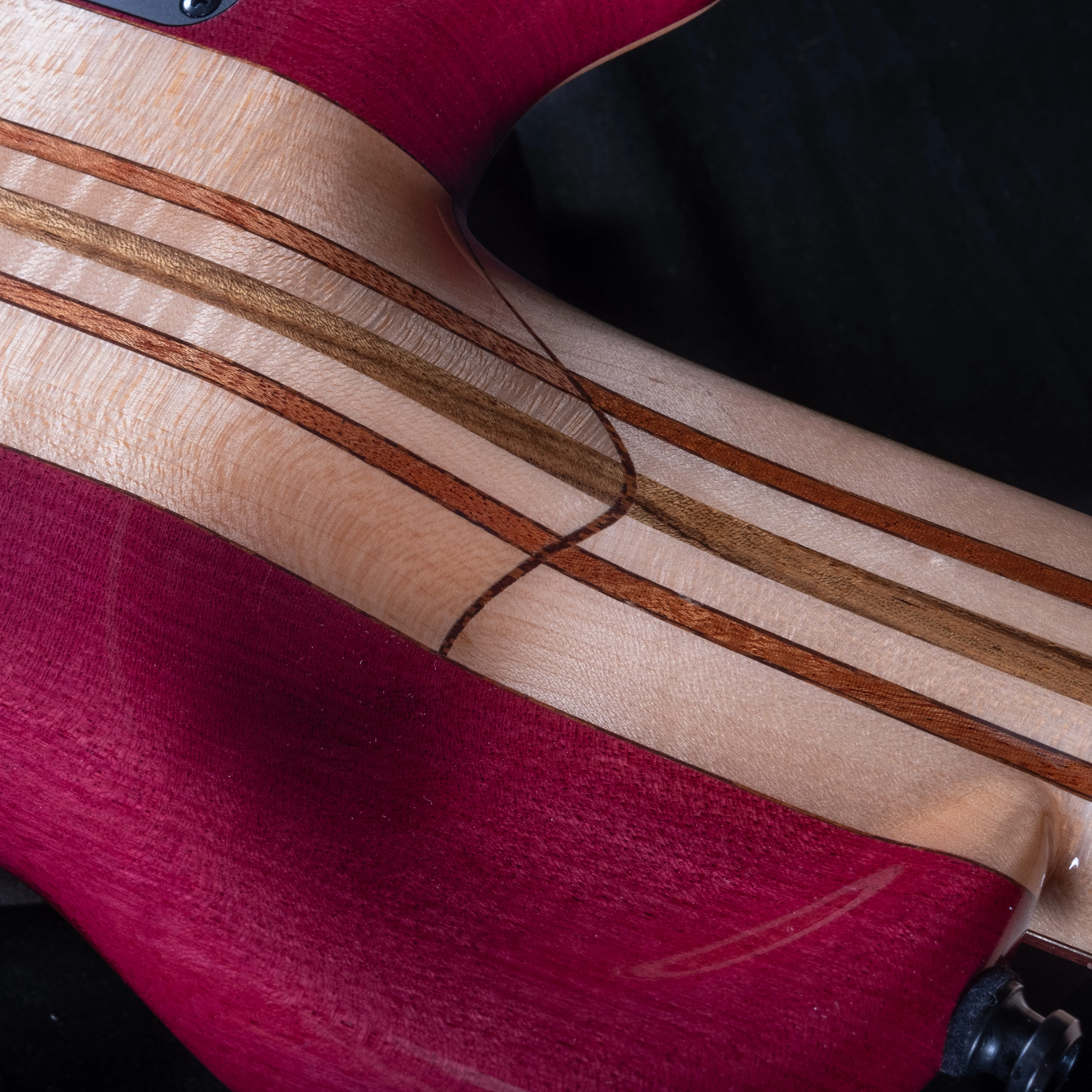 Mayones Cali 4 Bass Purpleheart Body with Buckeye Burl Top Rosewood Board W Case - Image 11