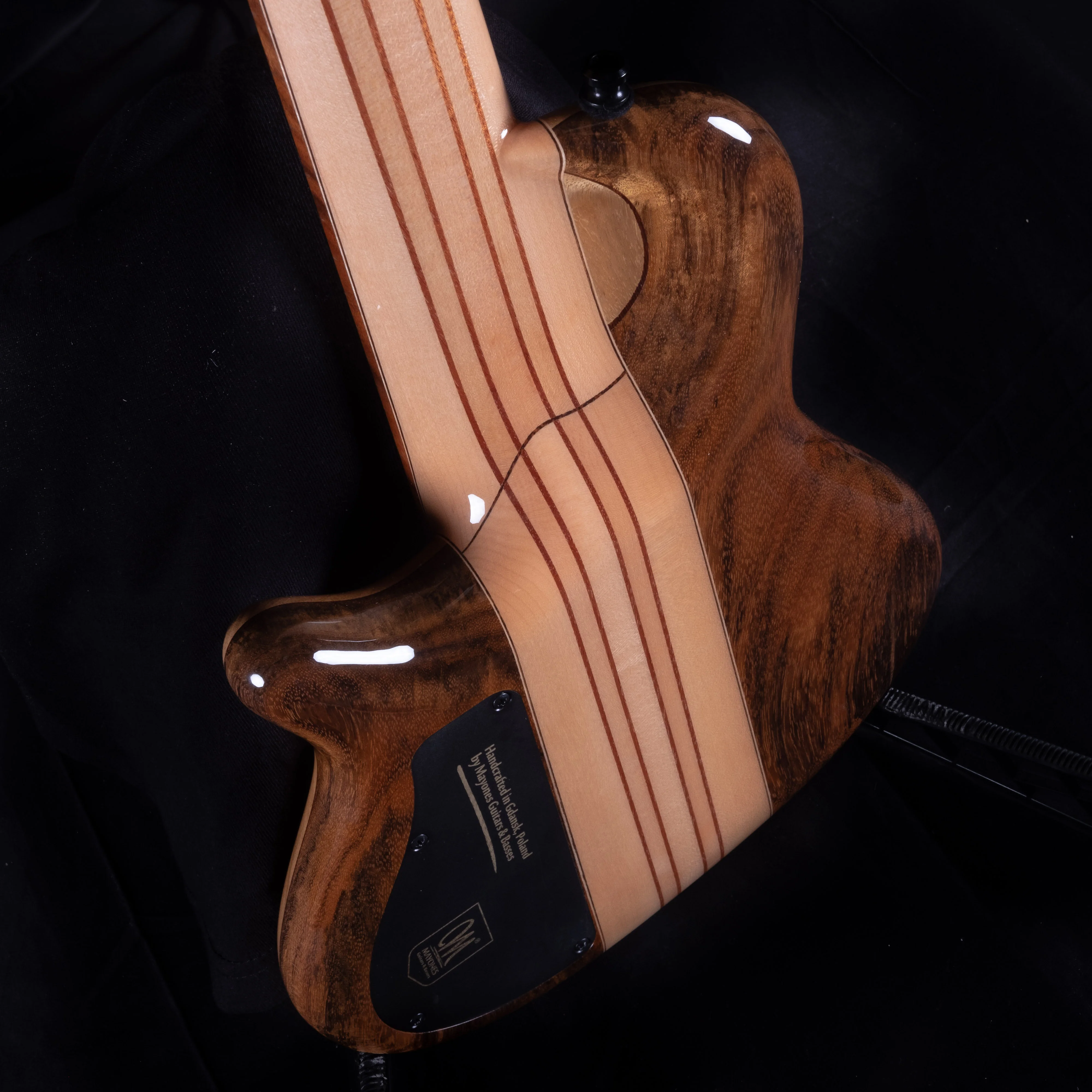 Mayones Cali 4 Bass Amazakoe Body Black Limba & Maple Top Cocobolo Back W/ Case - Image 9