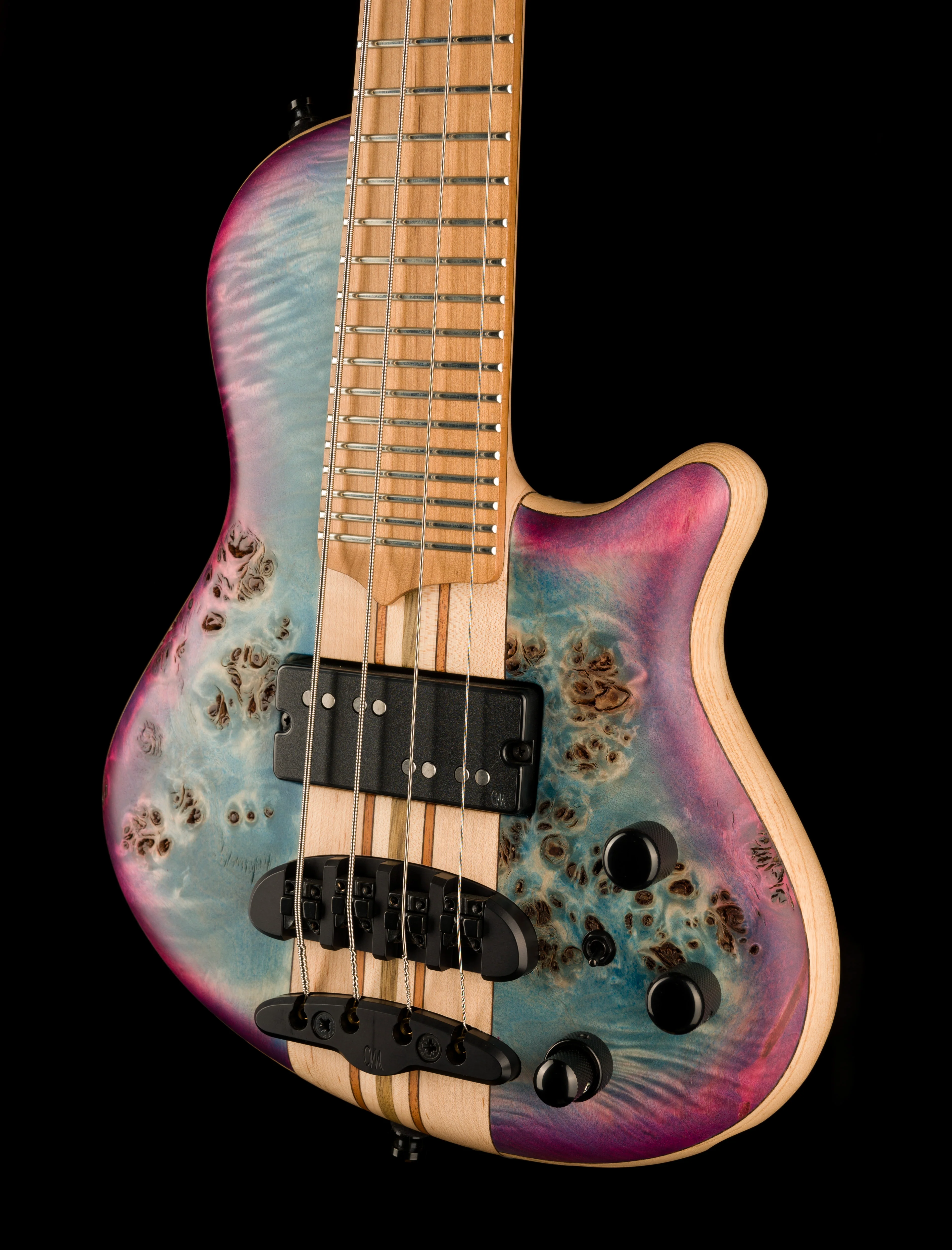 Mayones Cali4 17.5" Scale Bass Body 3A Eye Poplar Top Custom Color Shinerburst Finish - Image 3