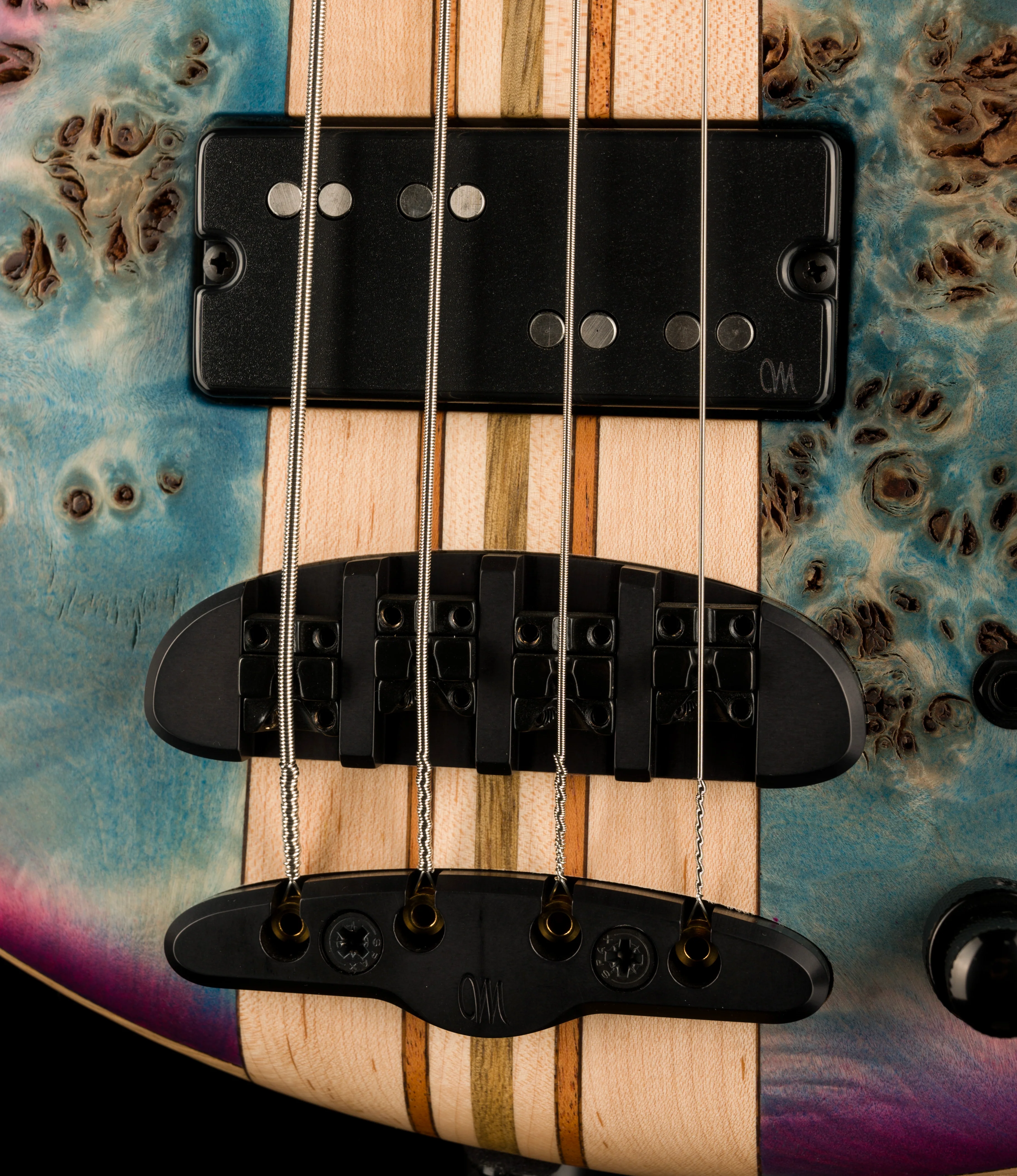 Mayones Cali4 17.5" Scale Bass Body 3A Eye Poplar Top Custom Color Shinerburst Finish - Image 4