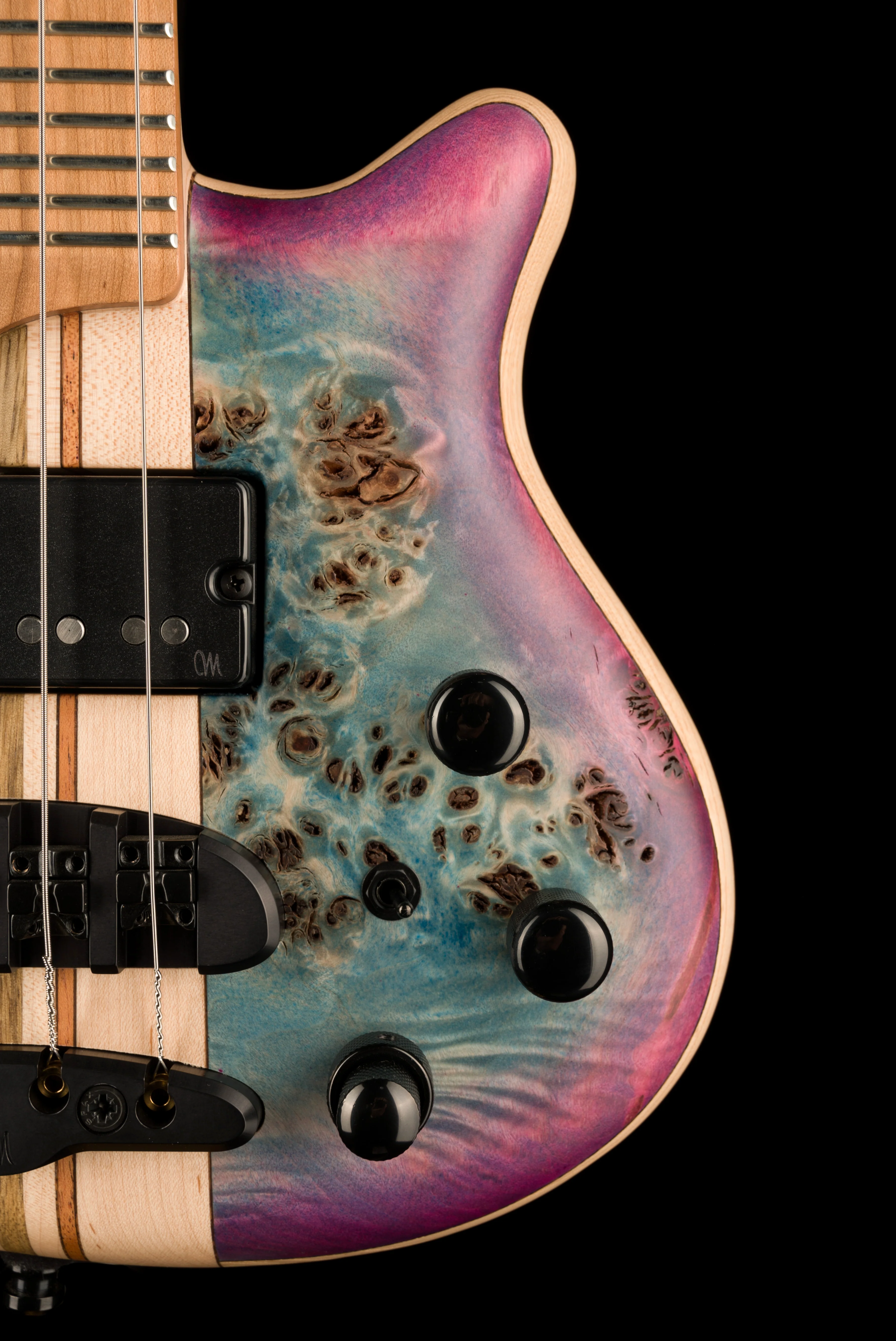 Mayones Cali4 17.5" Scale Bass Body 3A Eye Poplar Top Custom Color Shinerburst Finish - Image 6