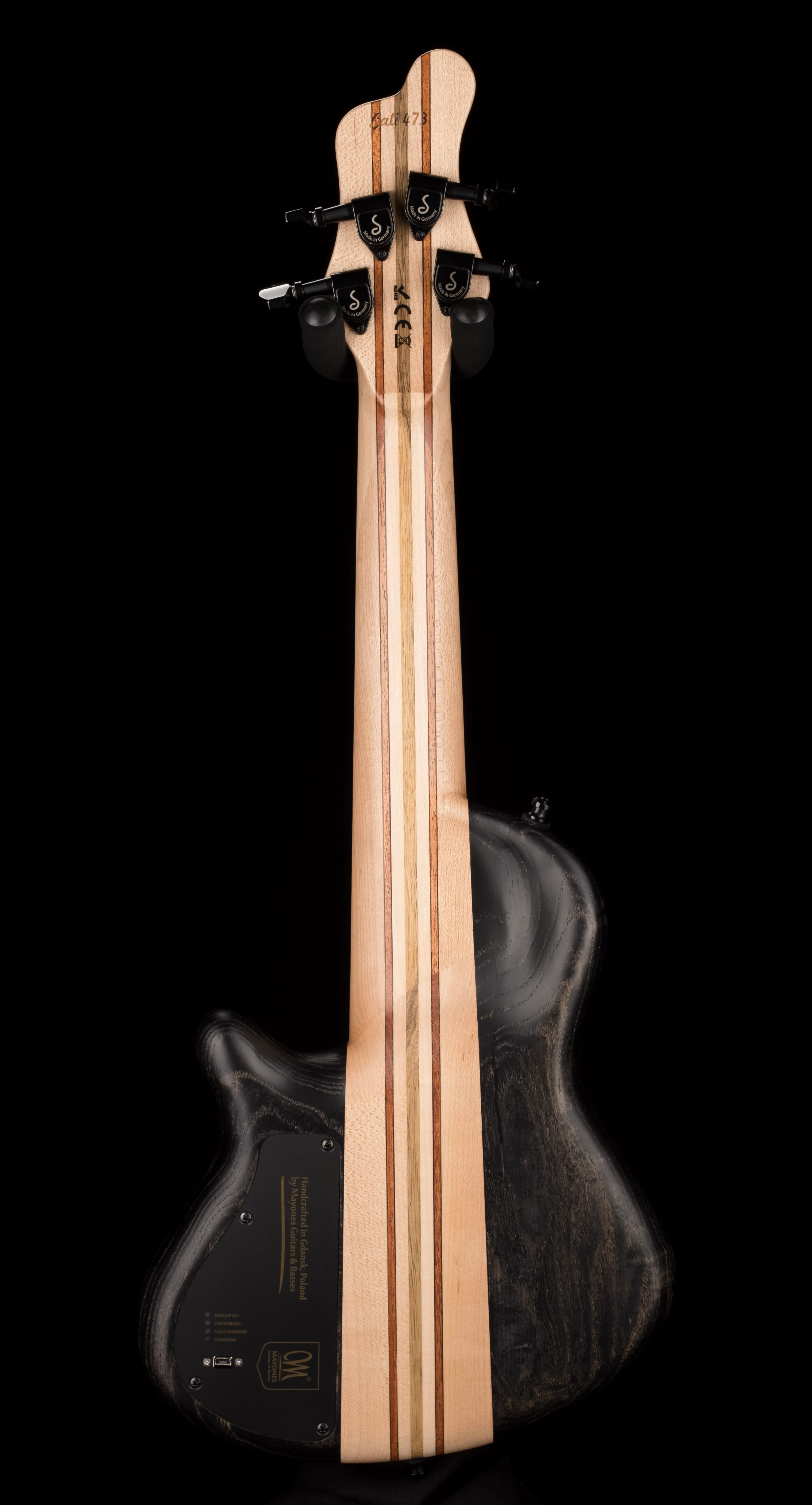 Mayones Cali4 Bass 17.5" Scale 3A Burl Maple Top/Swamp Ash Body Trans Root Beer Finish with Case - Image 8