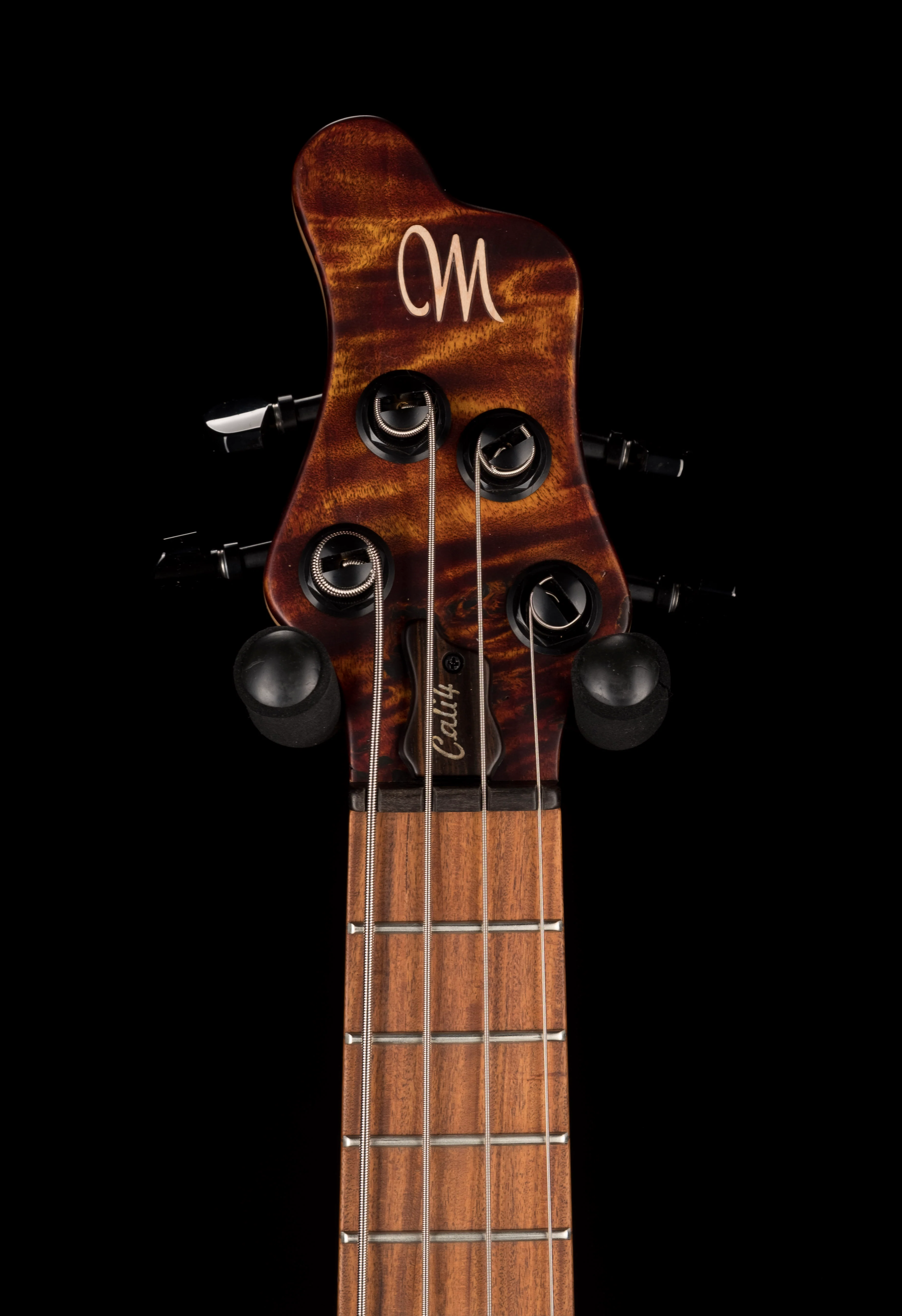 Mayones Cali4 Bass 17.5" Scale 3A Burl Maple Top/Swamp Ash Body Trans Root Beer Finish with Case - Image 9
