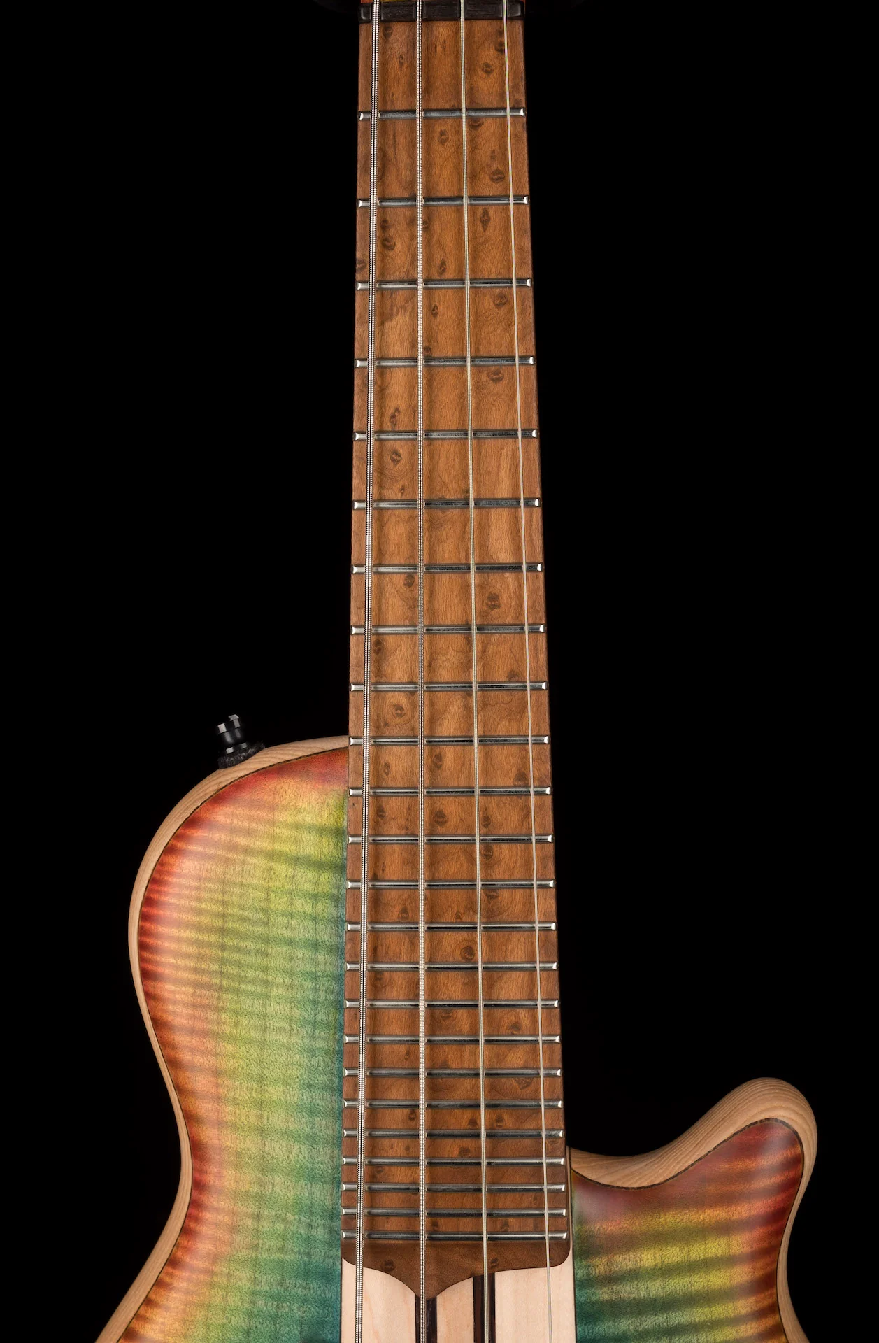 Mayones Cali4 Bass 17.5" Scale 3A Flamed Maple Top/Swamp Ash Body Aurora Borealis Burst Finish with Case - Image 6