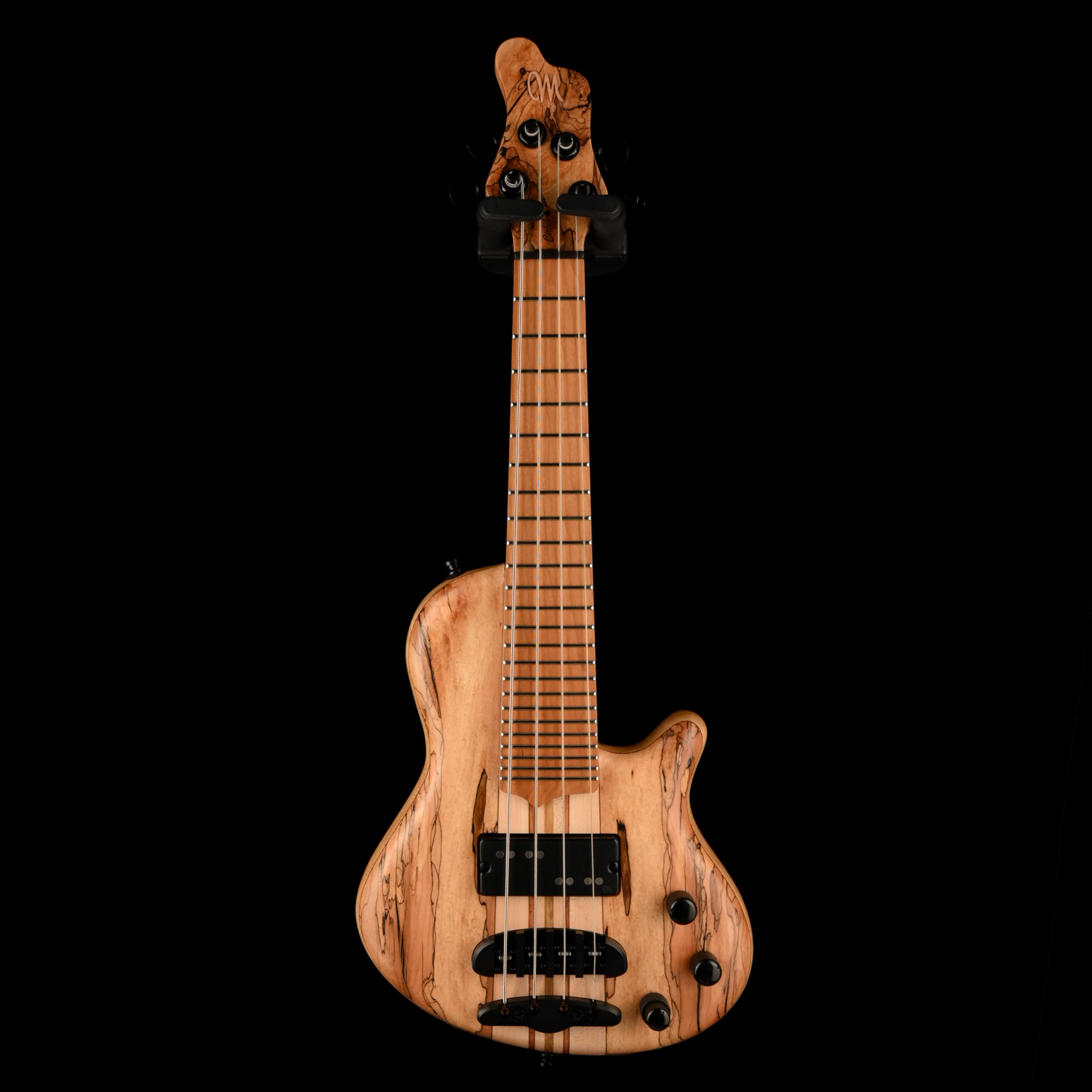 Mayones Cali4 Bass (17.5" Scale) 3A Spalted Maple Top Swamp Ash Back Maple Board With Case - Image 2