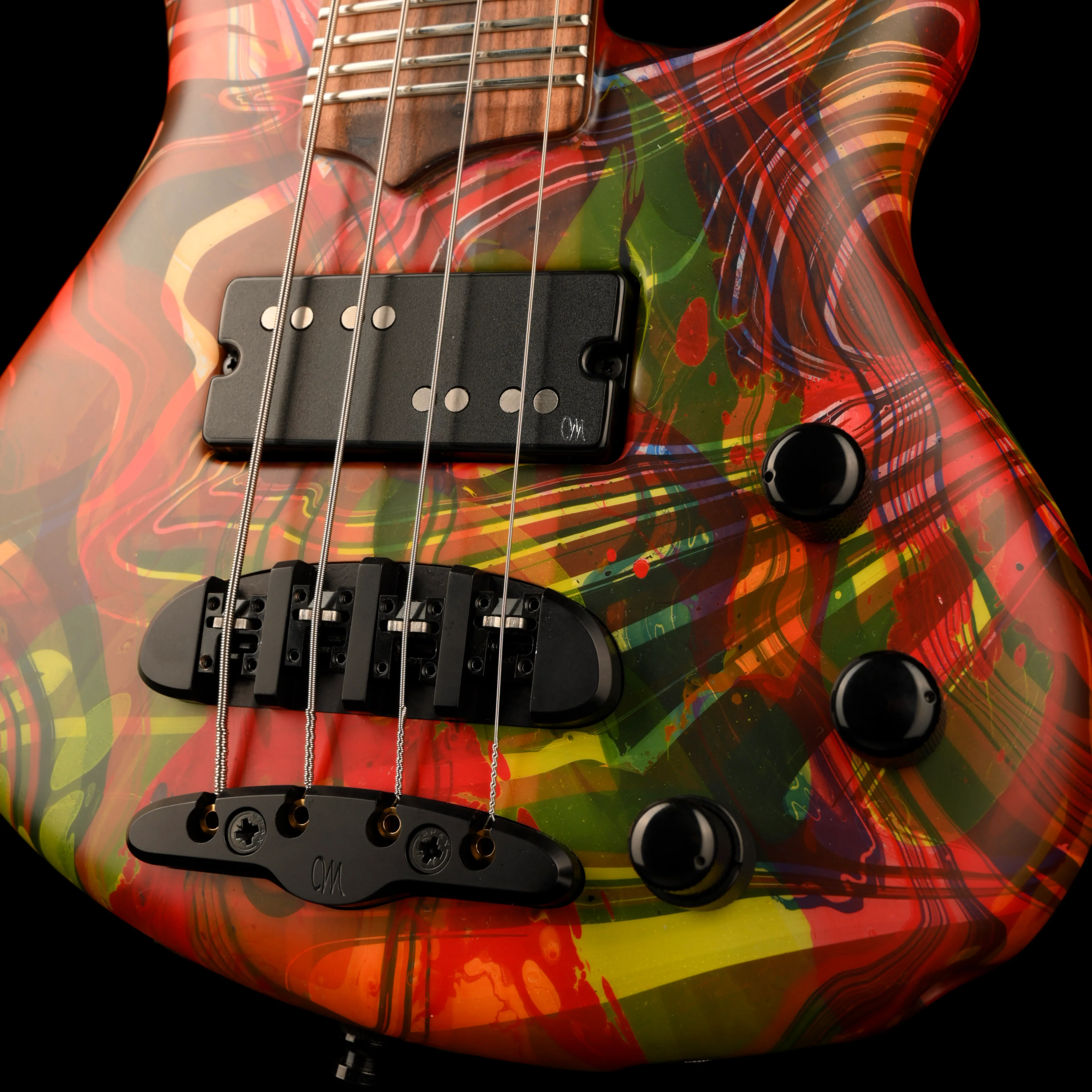 Mayones Cali4 Bass (17.5" Scale) Acid Trip Custom Swirl With Case NAMM Special One of a Kind - Image 5