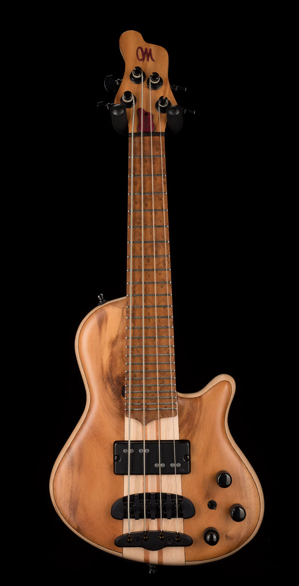 Mayones Cali4 Bass 17.5" Scale 3A Koa Top/Swamp Ash Body Trans Natural Finish with Case - Image 2