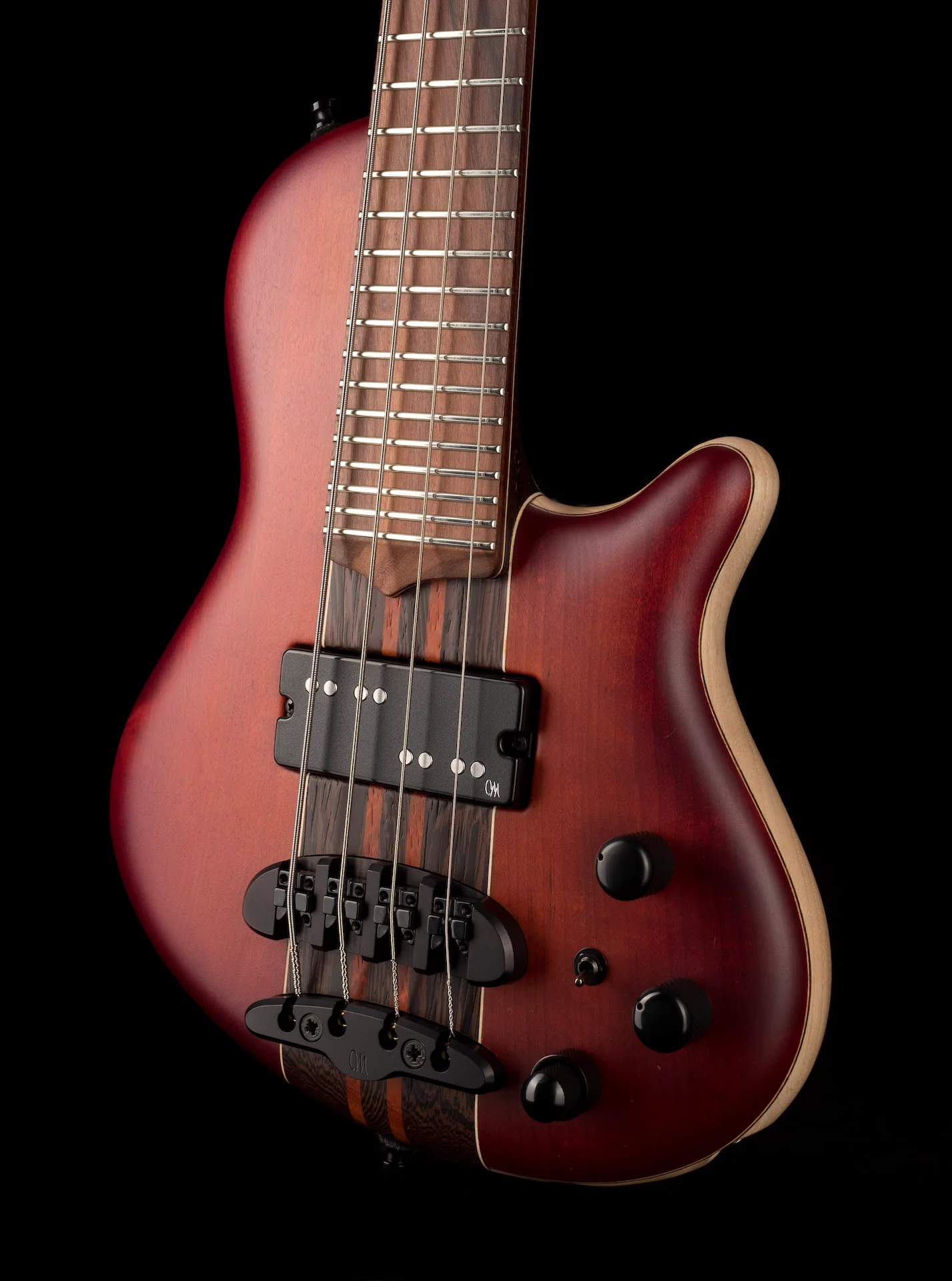 Mayones Cali4 Bass 17.5" Scale TEW Top/Swamp Ash Body Lightburst Finish with Case - Image 3