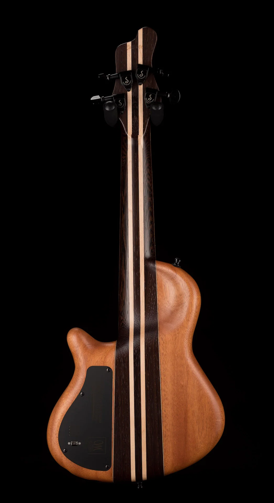 Mayones Cali4 Bass 17.5" Scale Myrtlewood Figured Top/Mahogany Body Trans Natural Finish with Case - Image 7