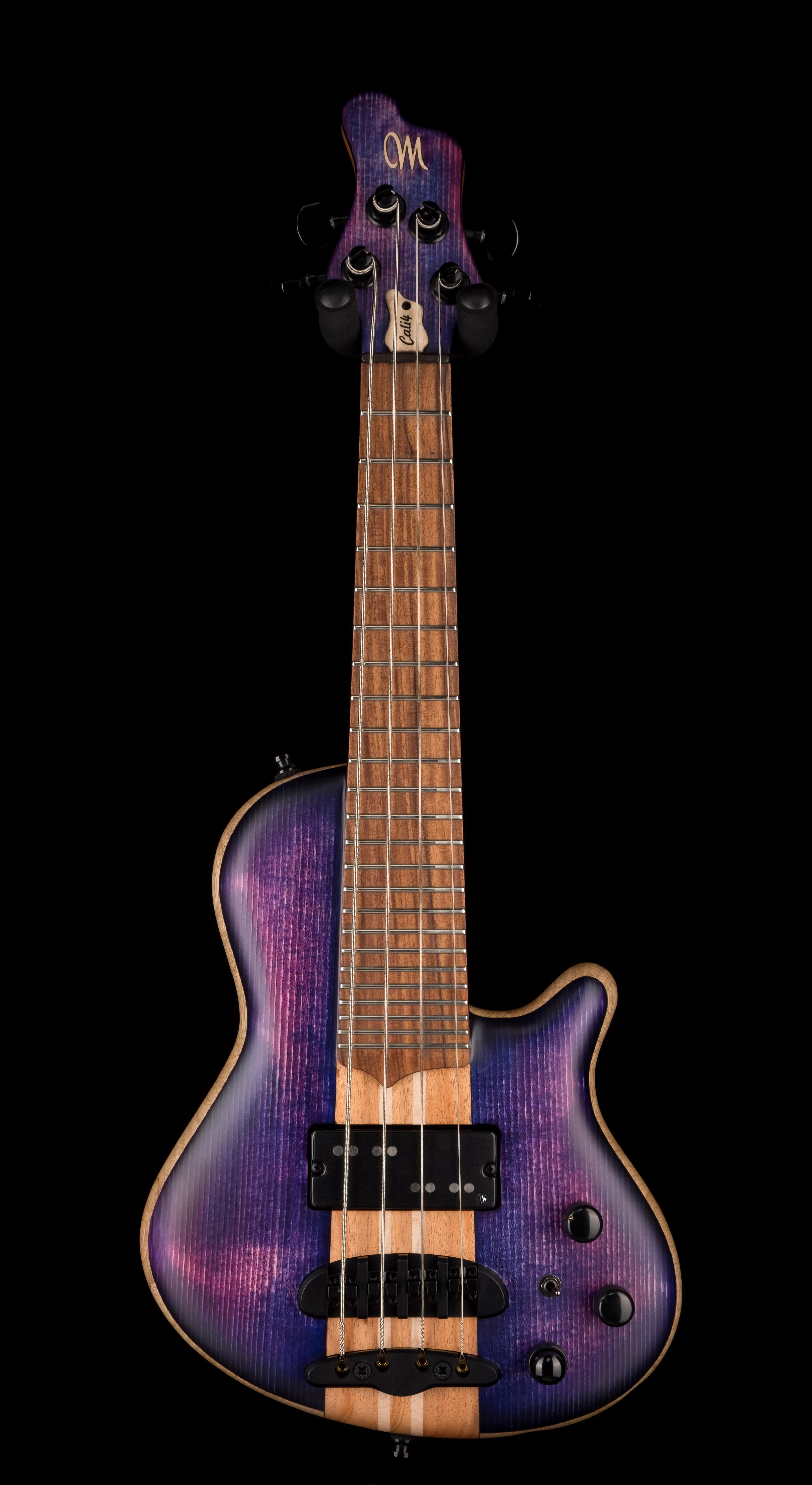 Mayones Cali4 Bass Black Limba Body Spruce Top Trans Purple - Image 2