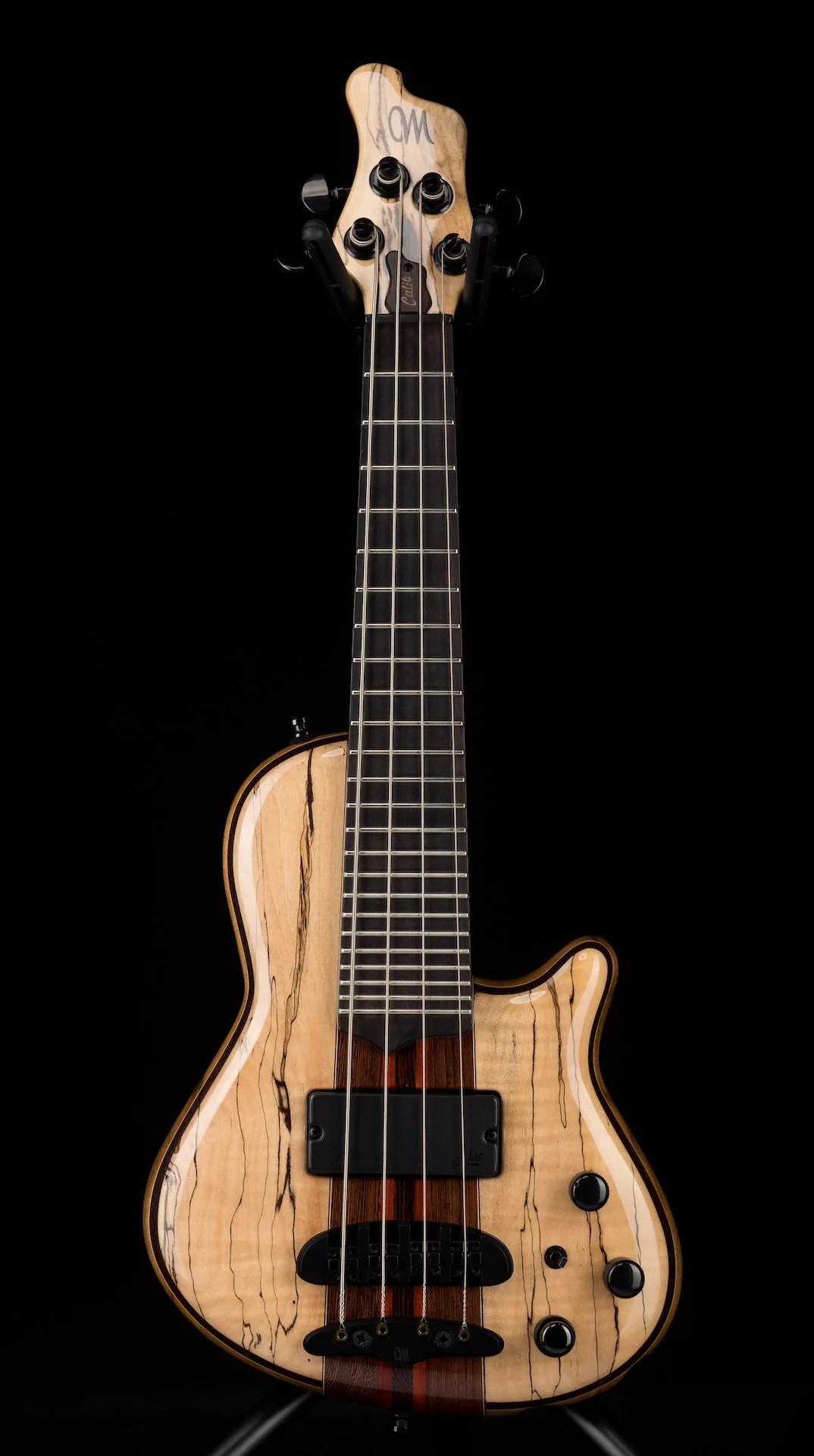 Mayones Cali4 Bass Black Limba Body Spalted Maple Top Ebony Board 5pc Wenge Neck Cali 4 - Image 2