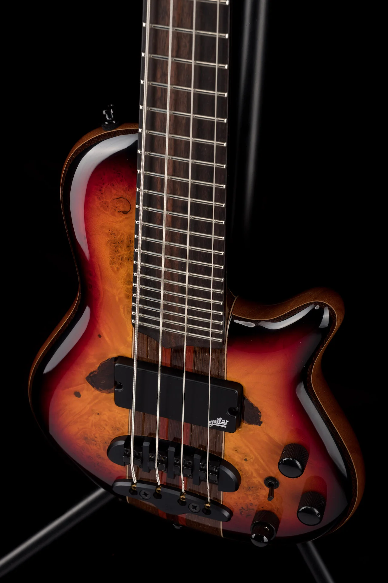 Mayones Cali4 Bass Swamp Ash Body Buckeye Burl Top Rosewood Board 5pc Wenge Neck Cali 4 - Image 4