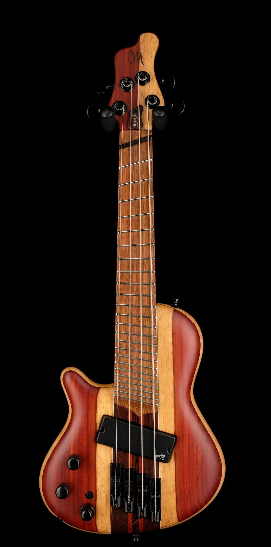 Mayones Cali4 VF Bass Left Handed Padouk Top Swamp Ash Back Wenge/Padouk Neck w/ Case - Image 2