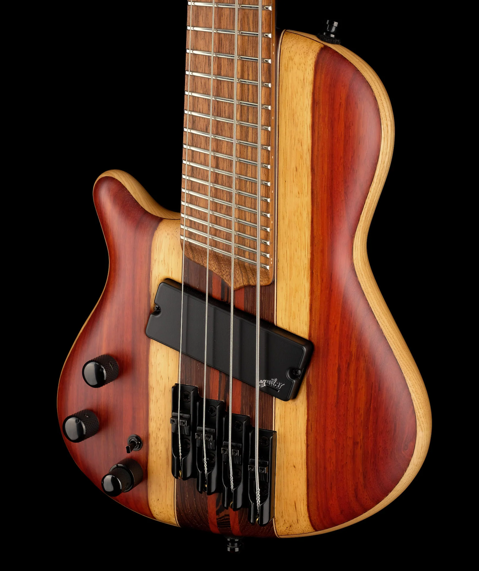 Mayones Cali4 VF Bass Left Handed Padouk Top Swamp Ash Back Wenge/Padouk Neck w/ Case - Image 3