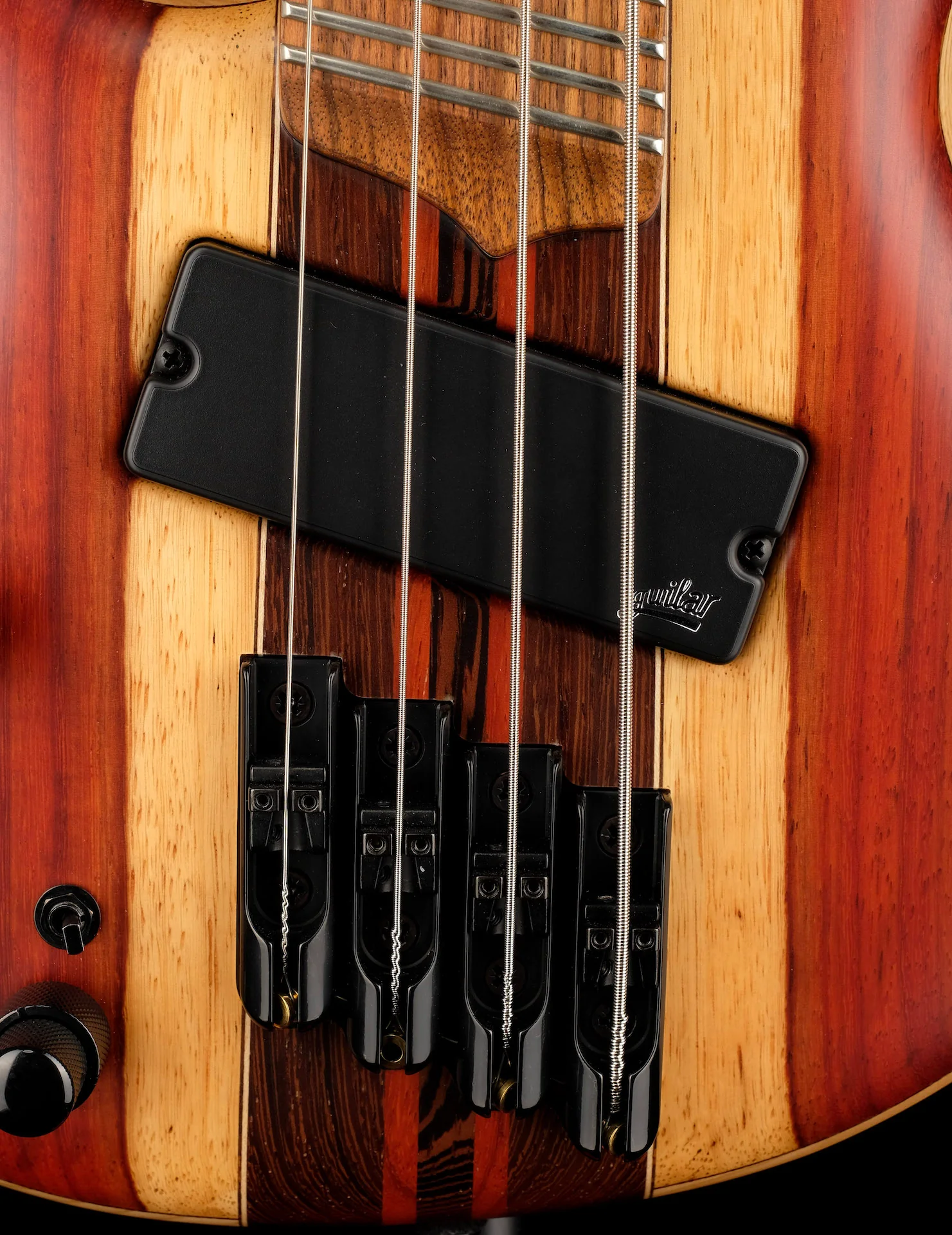 Mayones Cali4 VF Bass Left Handed Padouk Top Swamp Ash Back Wenge/Padouk Neck w/ Case - Image 4