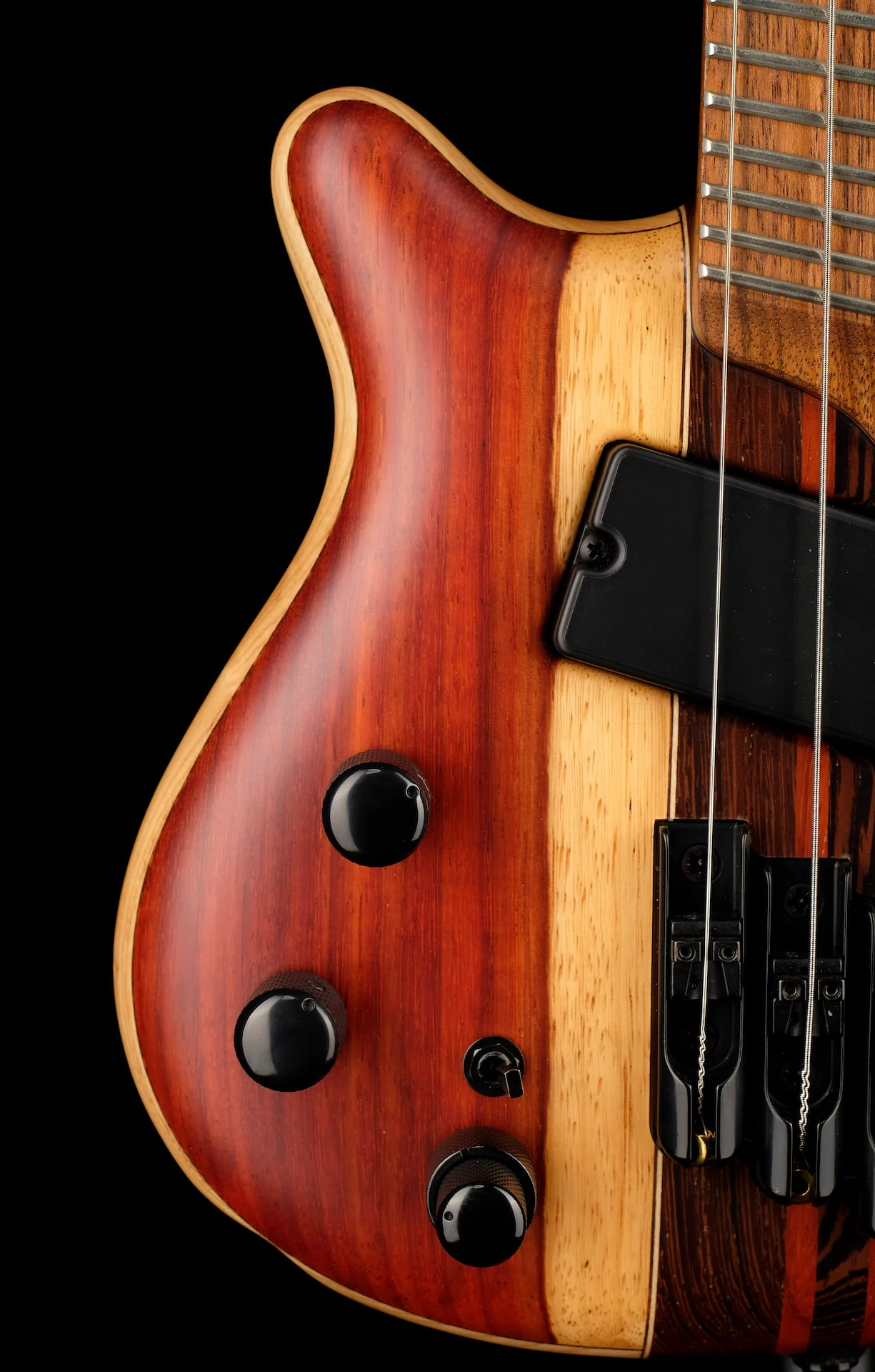 Mayones Cali4 VF Bass Left Handed Padouk Top Swamp Ash Back Wenge/Padouk Neck w/ Case - Image 5