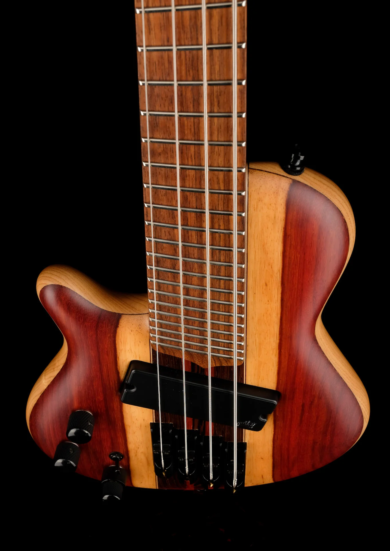 Mayones Cali4 VF Bass Left Handed Padouk Top Swamp Ash Back Wenge/Padouk Neck w/ Case - Image 6
