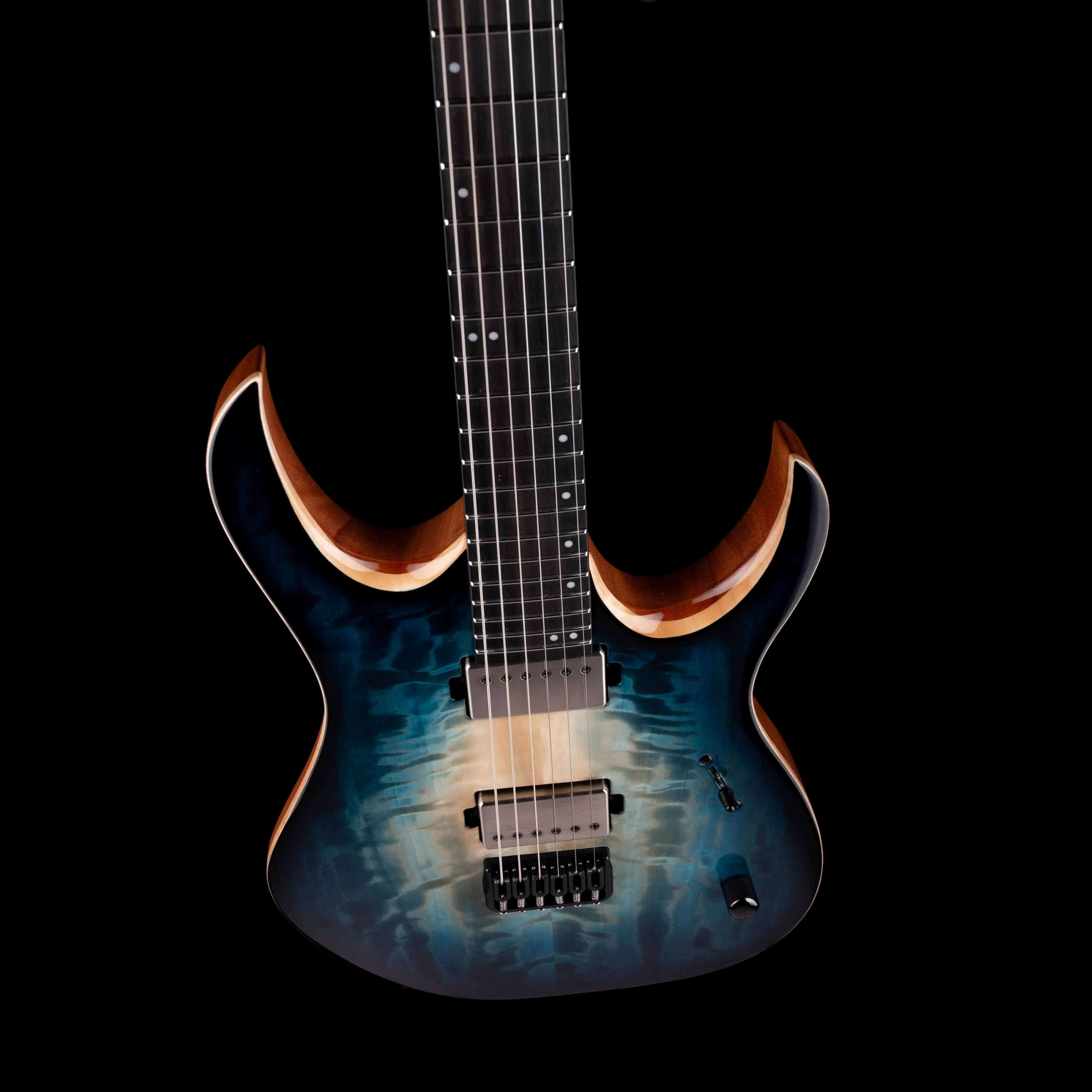 Mayones Duvell Elite 6 Curly Poplar Top Turquoise Iris with Soft Case - Image 6