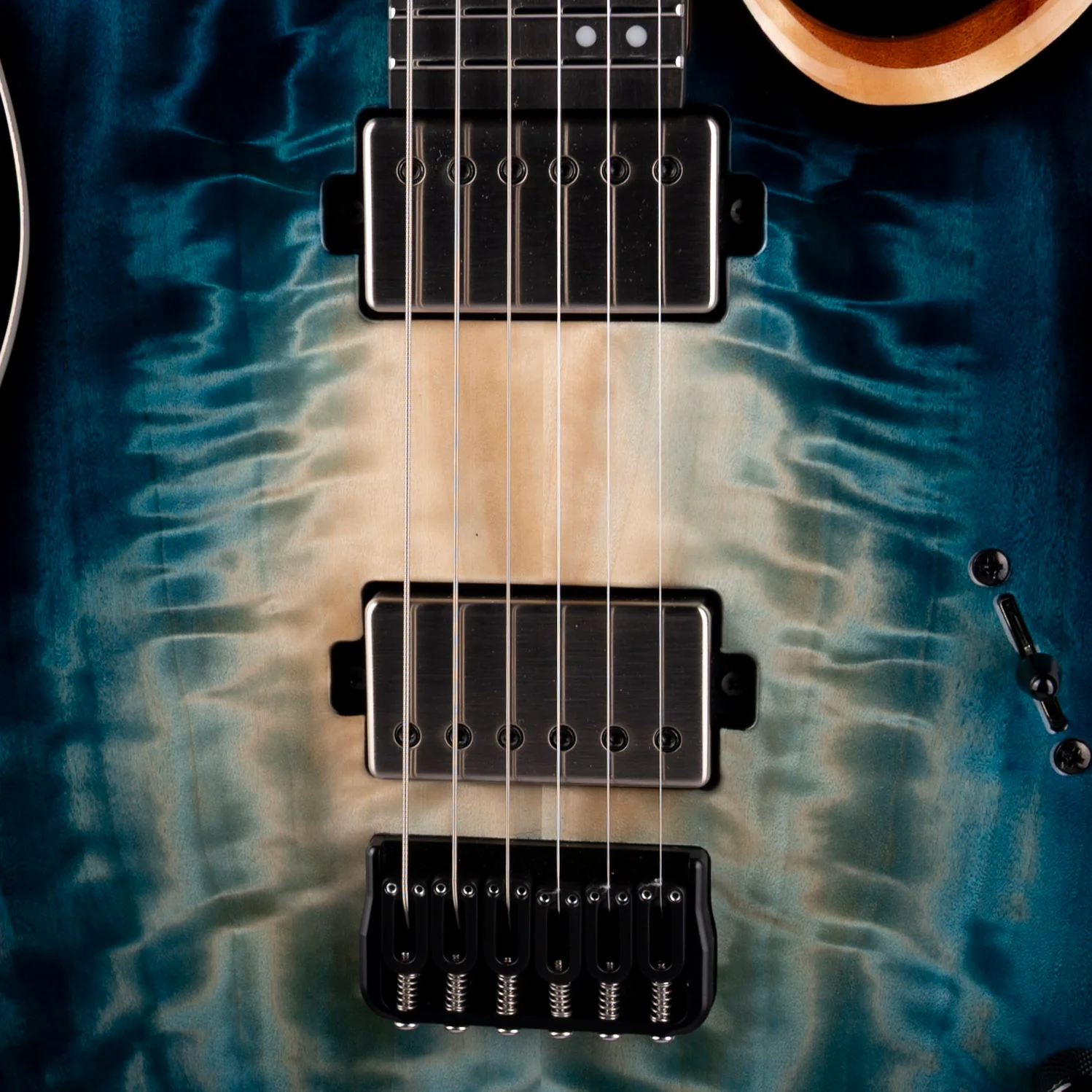 Mayones Duvell Elite 6 Curly Poplar Top Turquoise Iris with Soft Case - Image 7