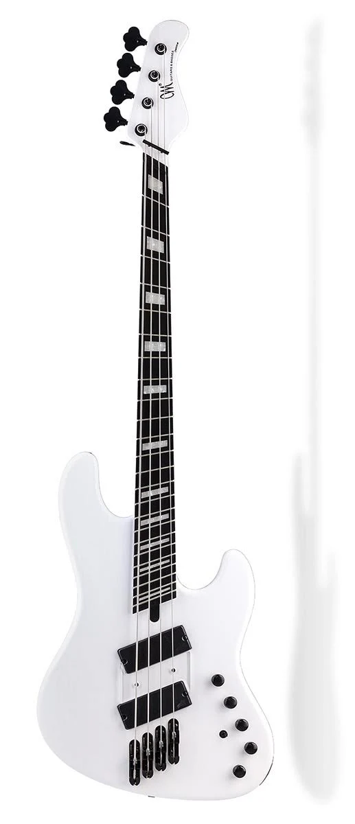 Mayones Jabba Custom EP VF 5 Monolith White with Acrylic Blocks and Luminlay Side Dots - Image 2