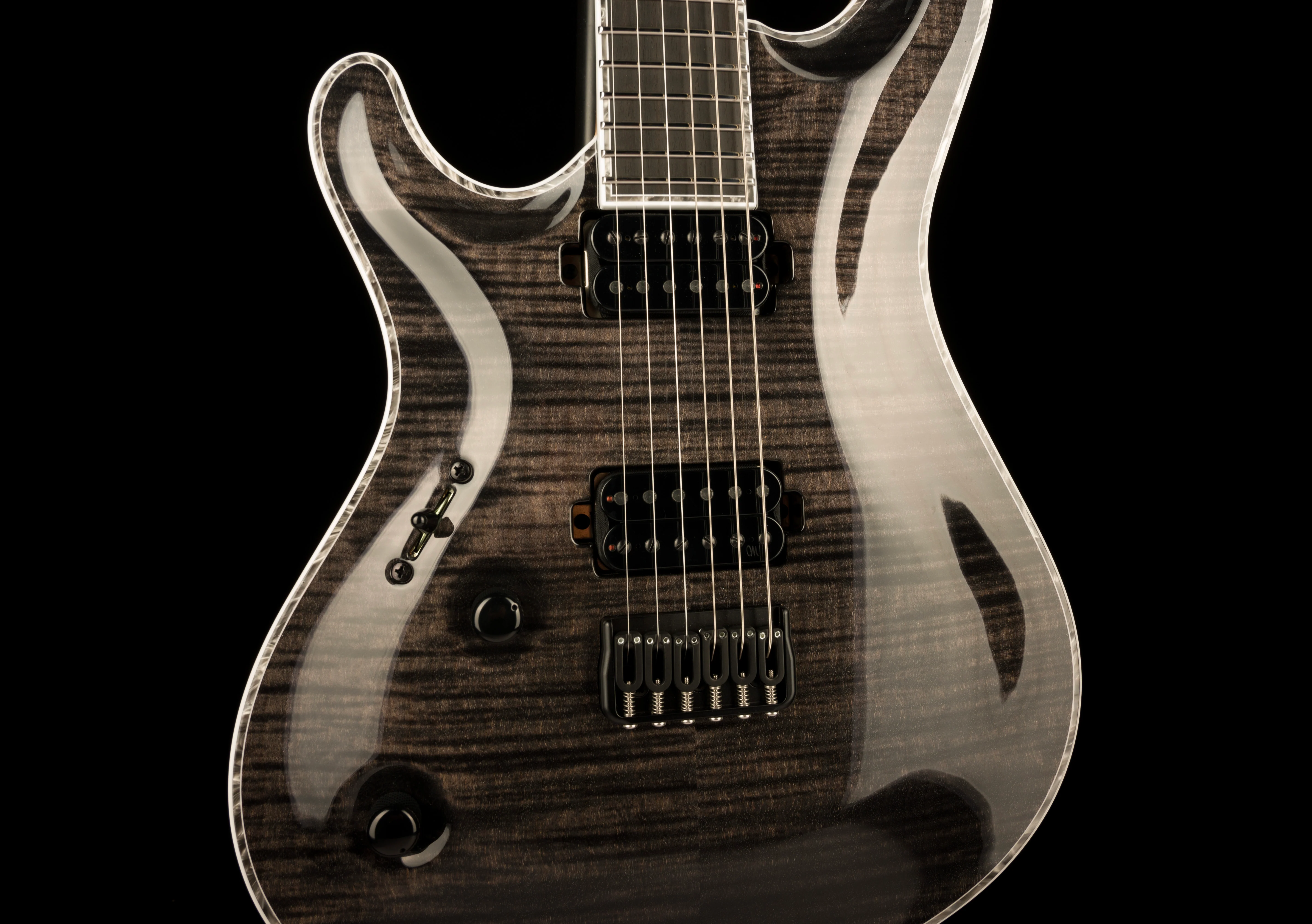 Mayones Left Handed Regius Core 6 Flame Top Gloss Trans Graphite With Case - Image 6