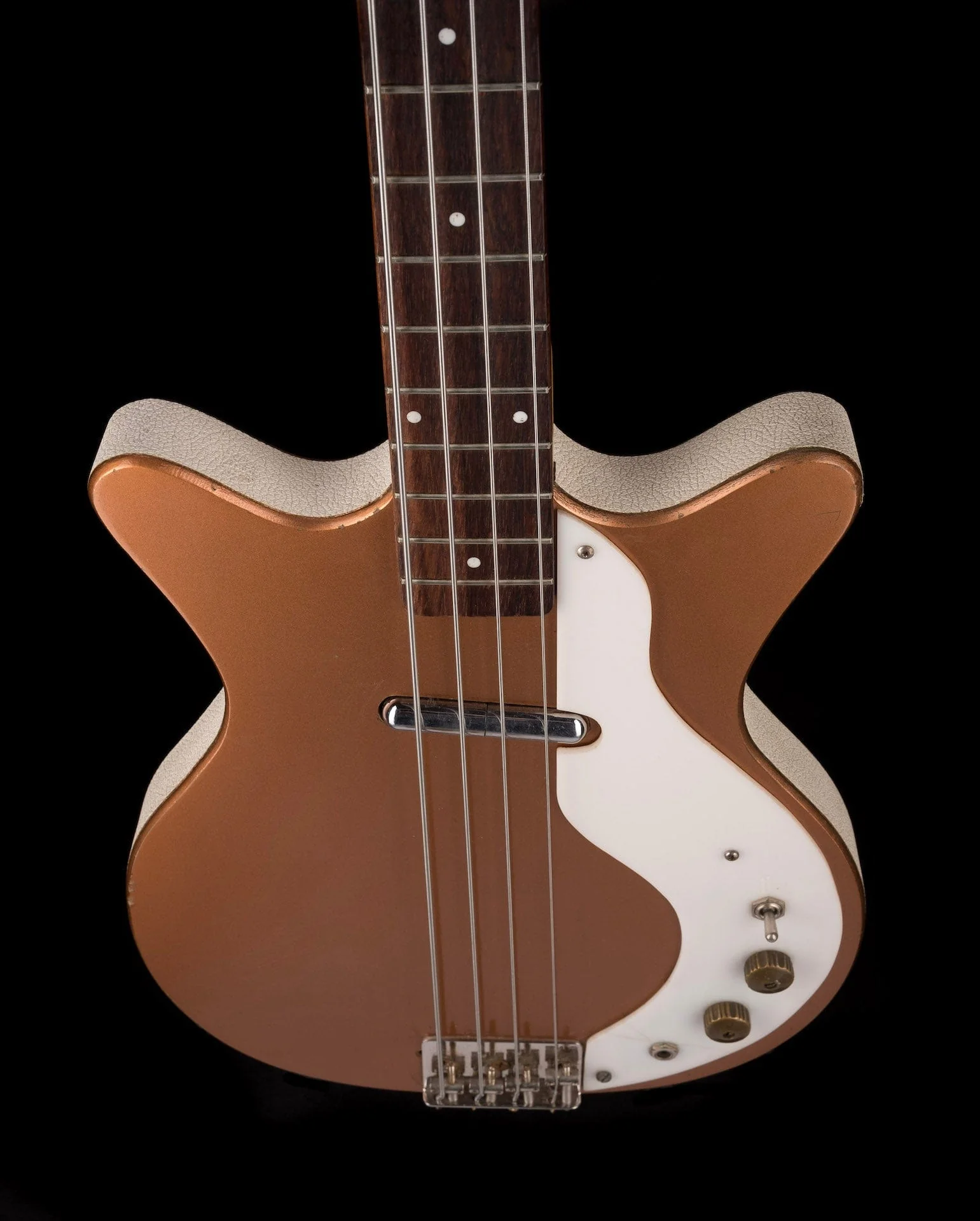 Vintage 1960's Danelectro Model 3412 Shorthorn Bass Copper With Bag - Image 4