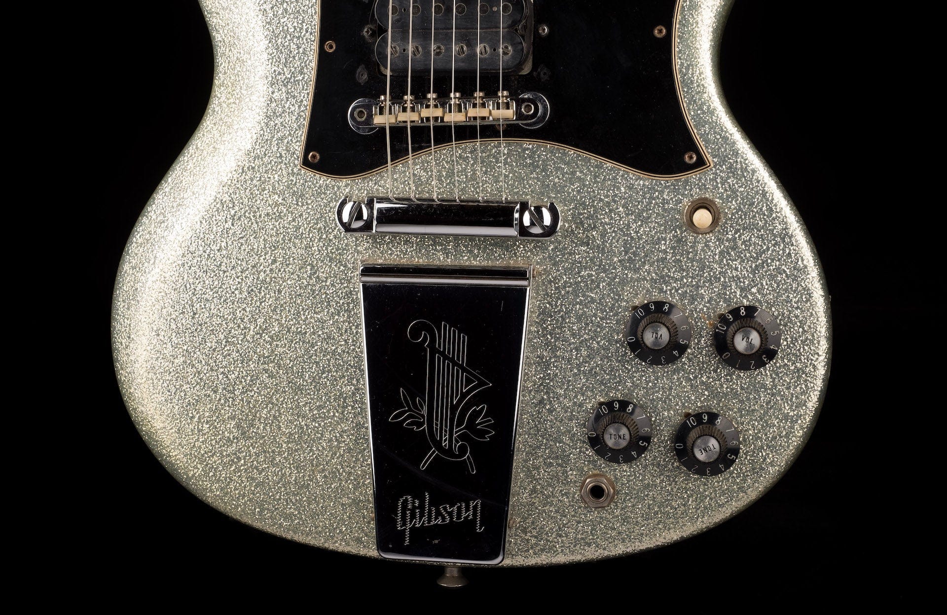 Vintage 1970's Gibson SG Standard Silver Sparkle With Lyre Tailpiece With HSC - Image 5