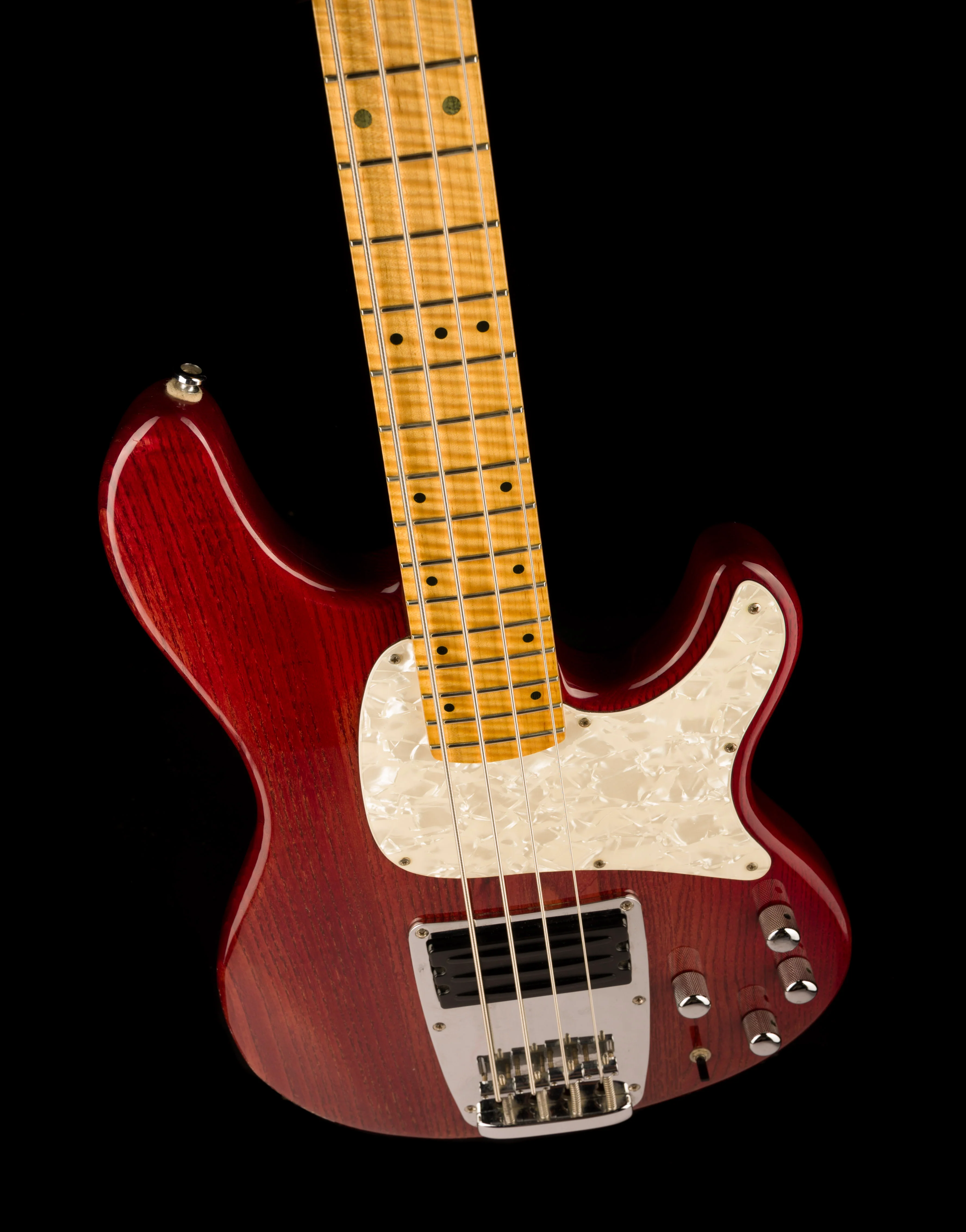 Pre Owned 1990s Ibanez Custom ATK Maple Neck Red Bass With Gig Bag - Image 4