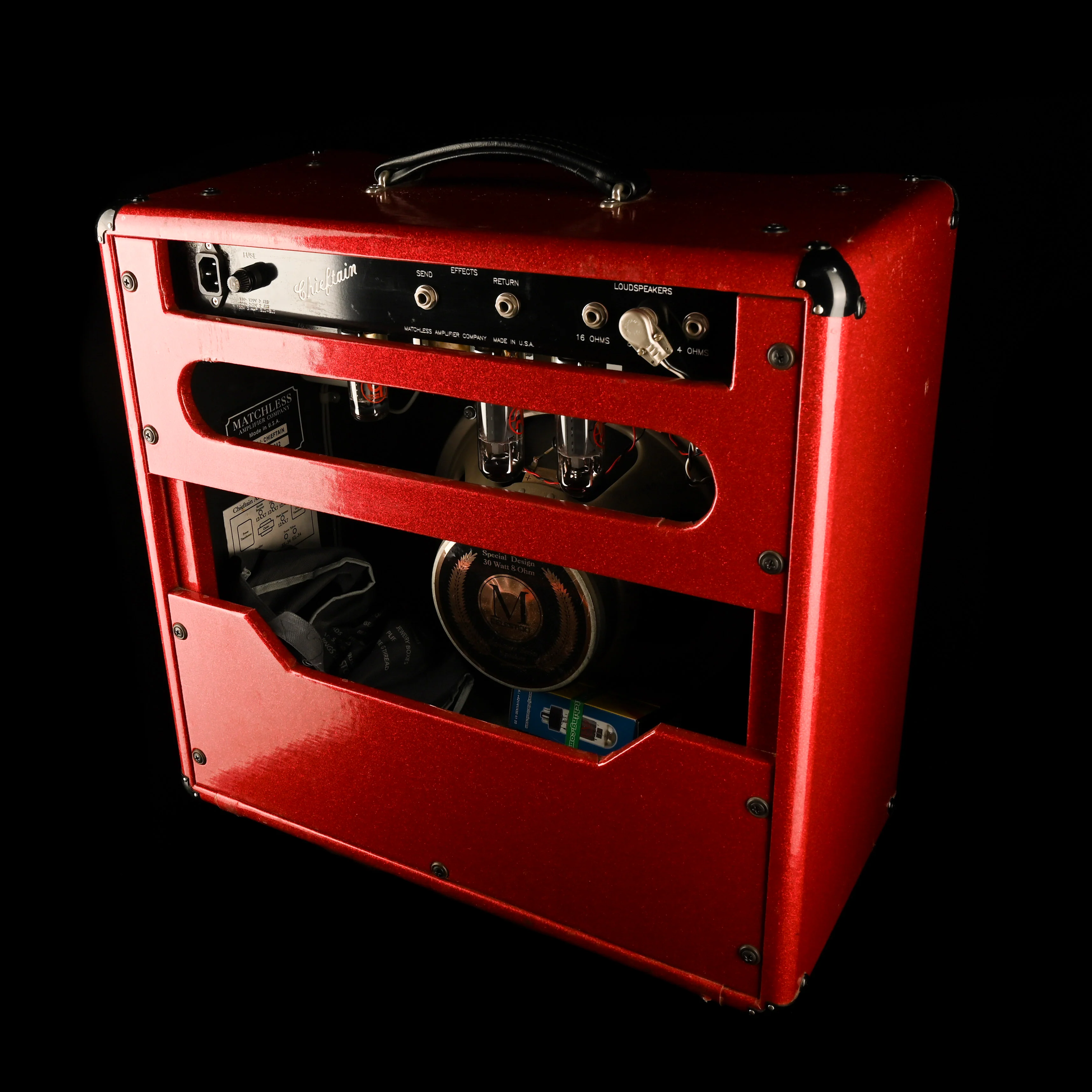 Pre Owned 1991-1998 Matchless Mark Sampson-era Chieftain 1x12" Guitar Amp Combo Red Sparkle - Image 13