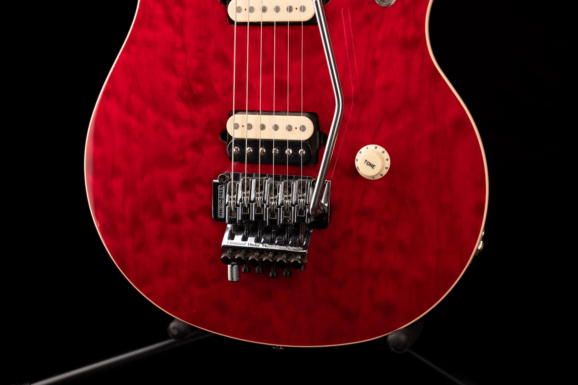 Pre Owned 1995 MusicMan Eddie Van Halen EVH Model Guitar Rare Trans Red With HSC - Image 4
