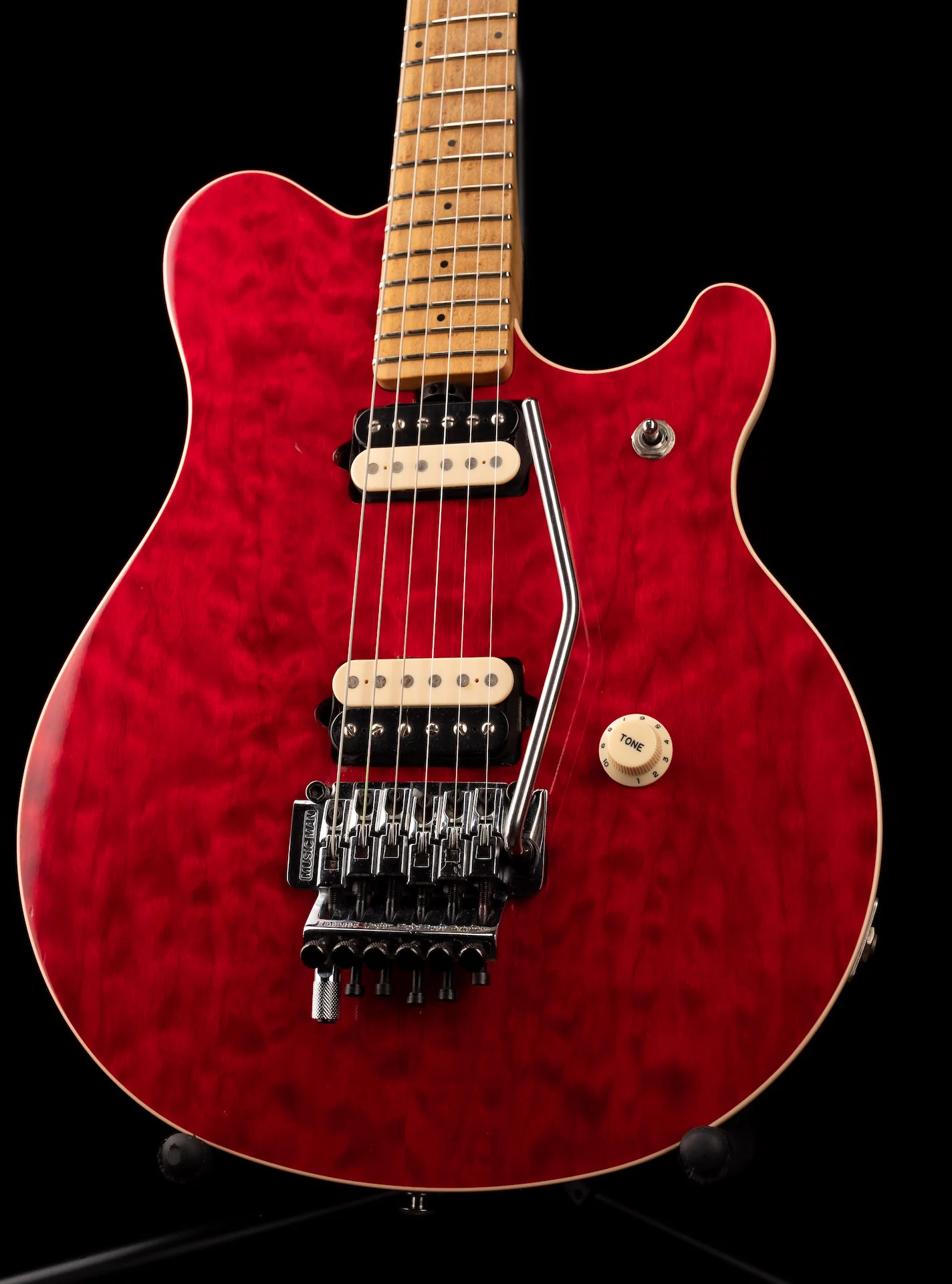 Pre Owned 1995 MusicMan Eddie Van Halen EVH Model Guitar Rare Trans Red With HSC - Image 9
