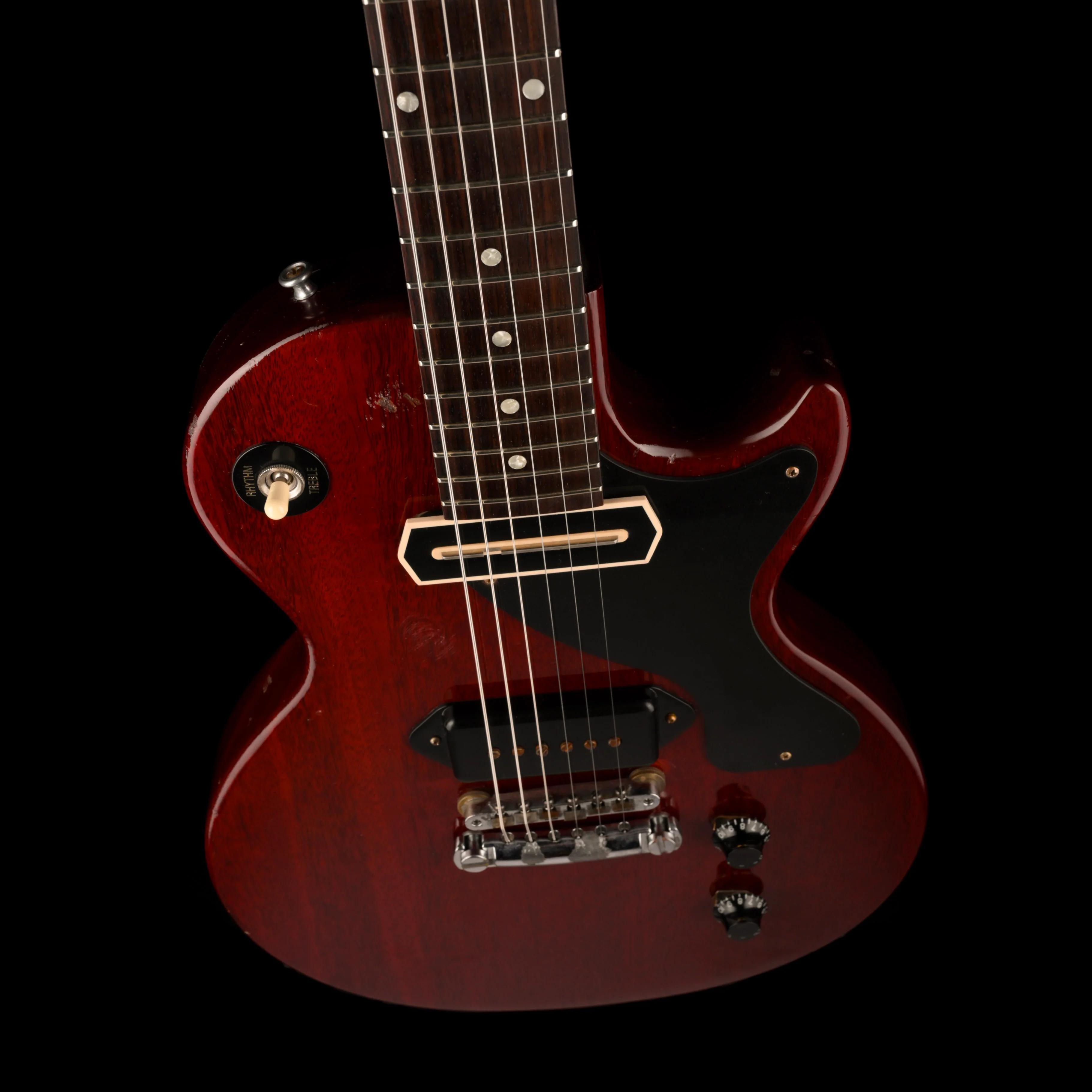Pre-Owned '07 Gibson Custom Shop Inspired by Series John Lennon Les Paul Junior Aged Faded Cherry W OHSC - Image 3