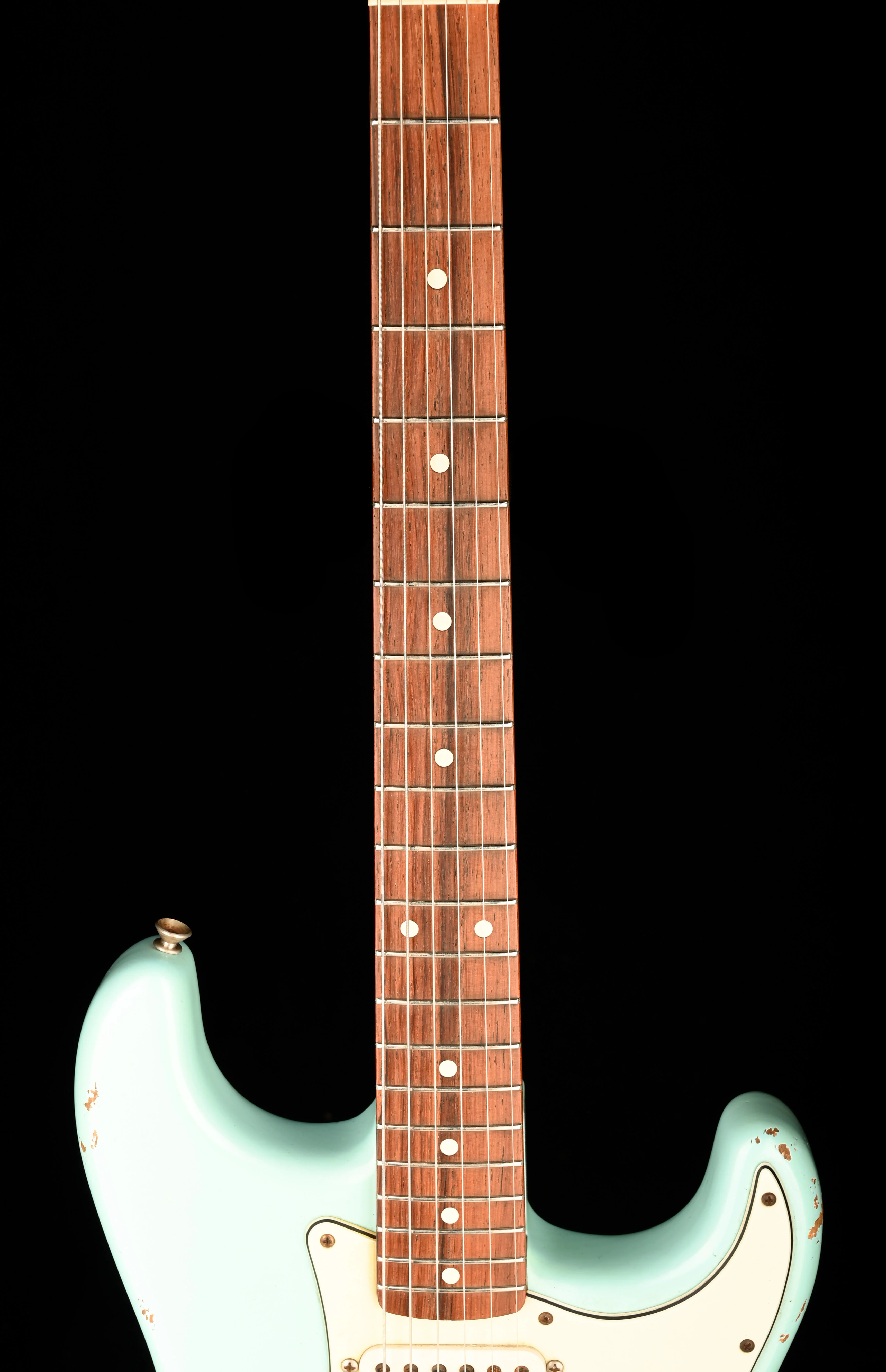 Pre Owned 2008 Fender Custom Shop 1960 Stratocaster Relic Daphne Blue With Case - Image 11