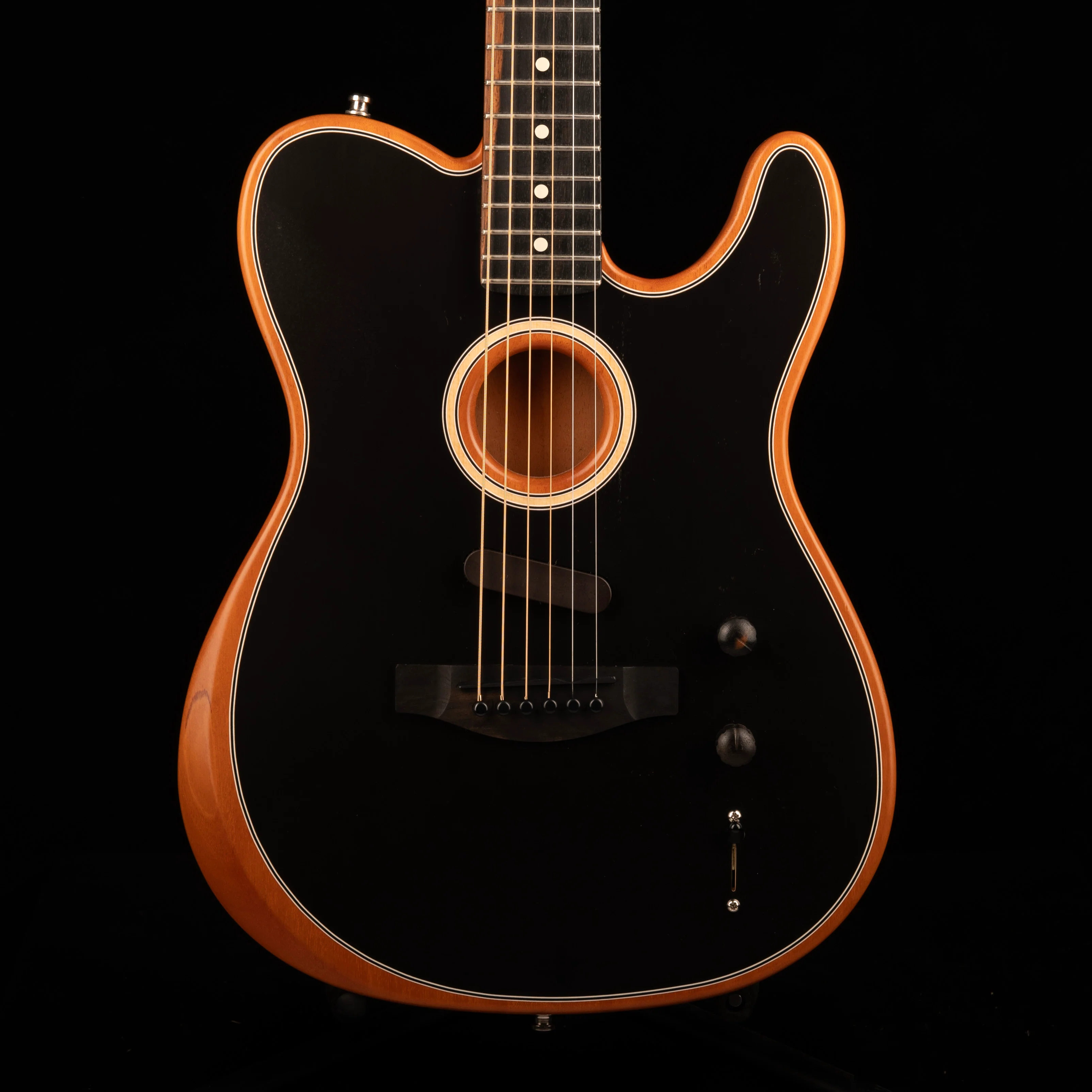Pre Owned 2019 Fender American Acoustasonic Telecaster Guitar Black With Soft Case
