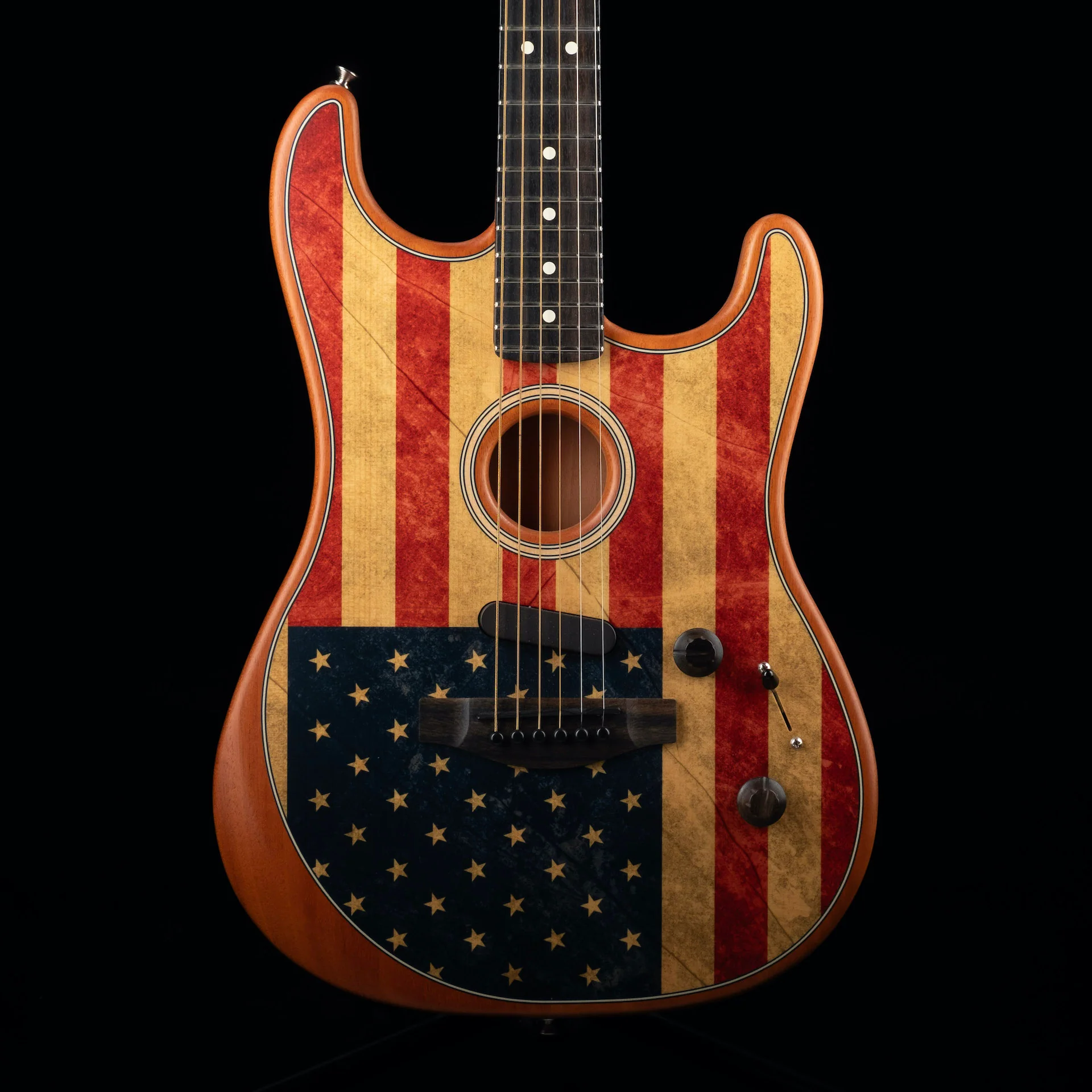 Used 2020 Fender Limited Edition American Flag Acoustasonic Stratocaster W/ Bag