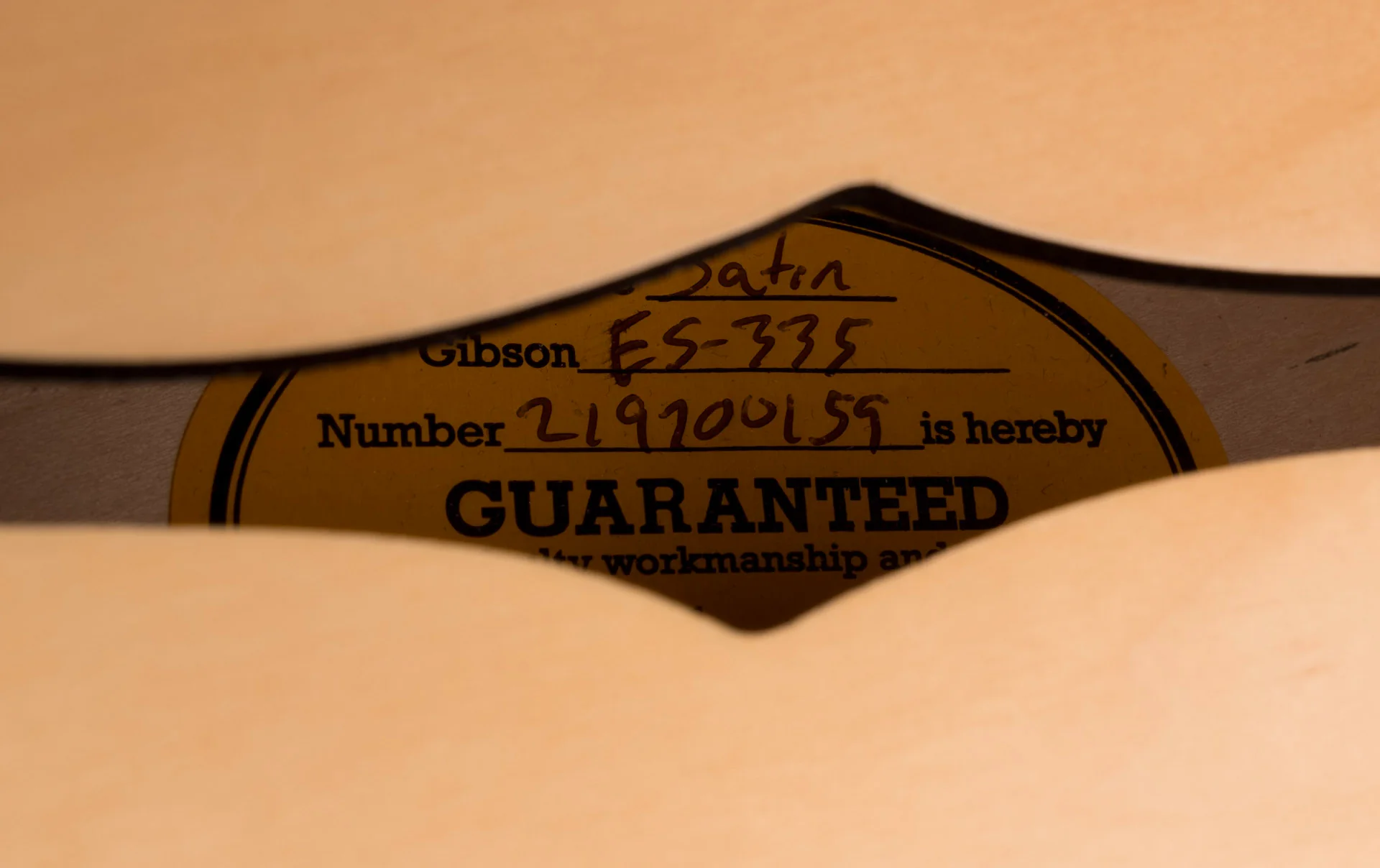 Pre Owned 2020 Gibson ES-335 Natural Satin With OHSC - Image 10