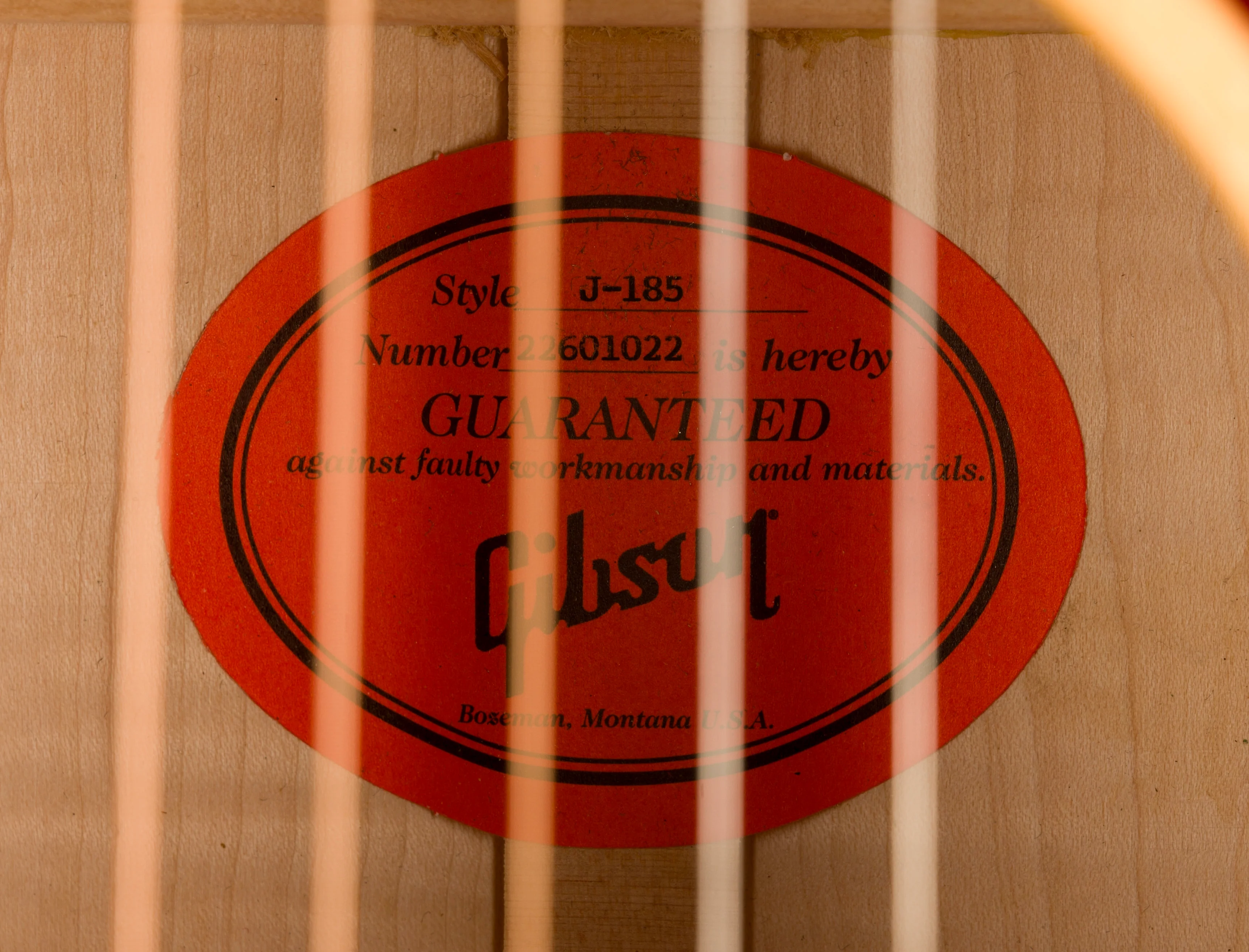 Pre Owned 2021 Gibson J-185 Antique Natural Acoustic Guitar With OHSC - Image 11