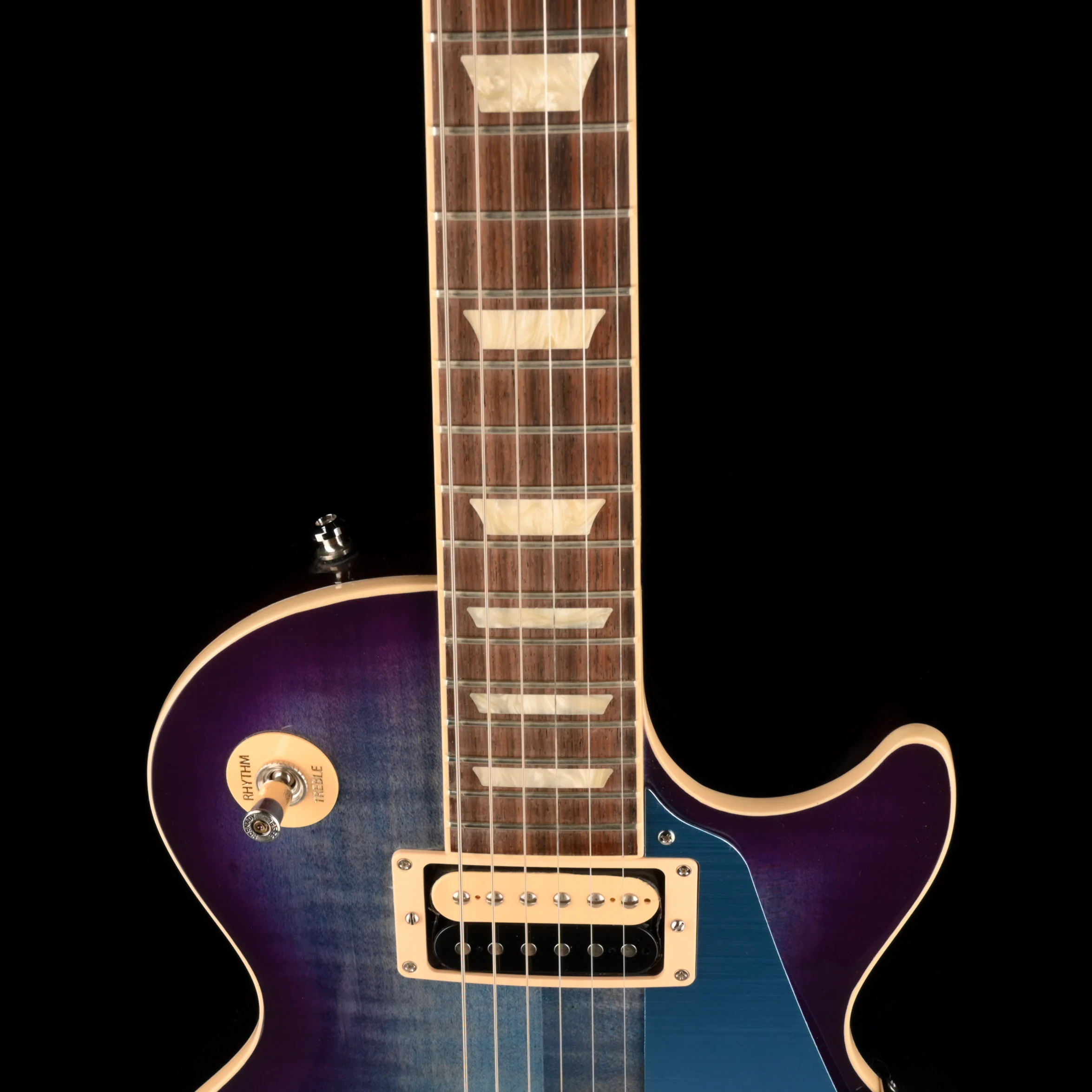 Pre Owned 2021 Gibson Les Paul Traditional Pro V Blueberry Burst With OHSC - Image 3